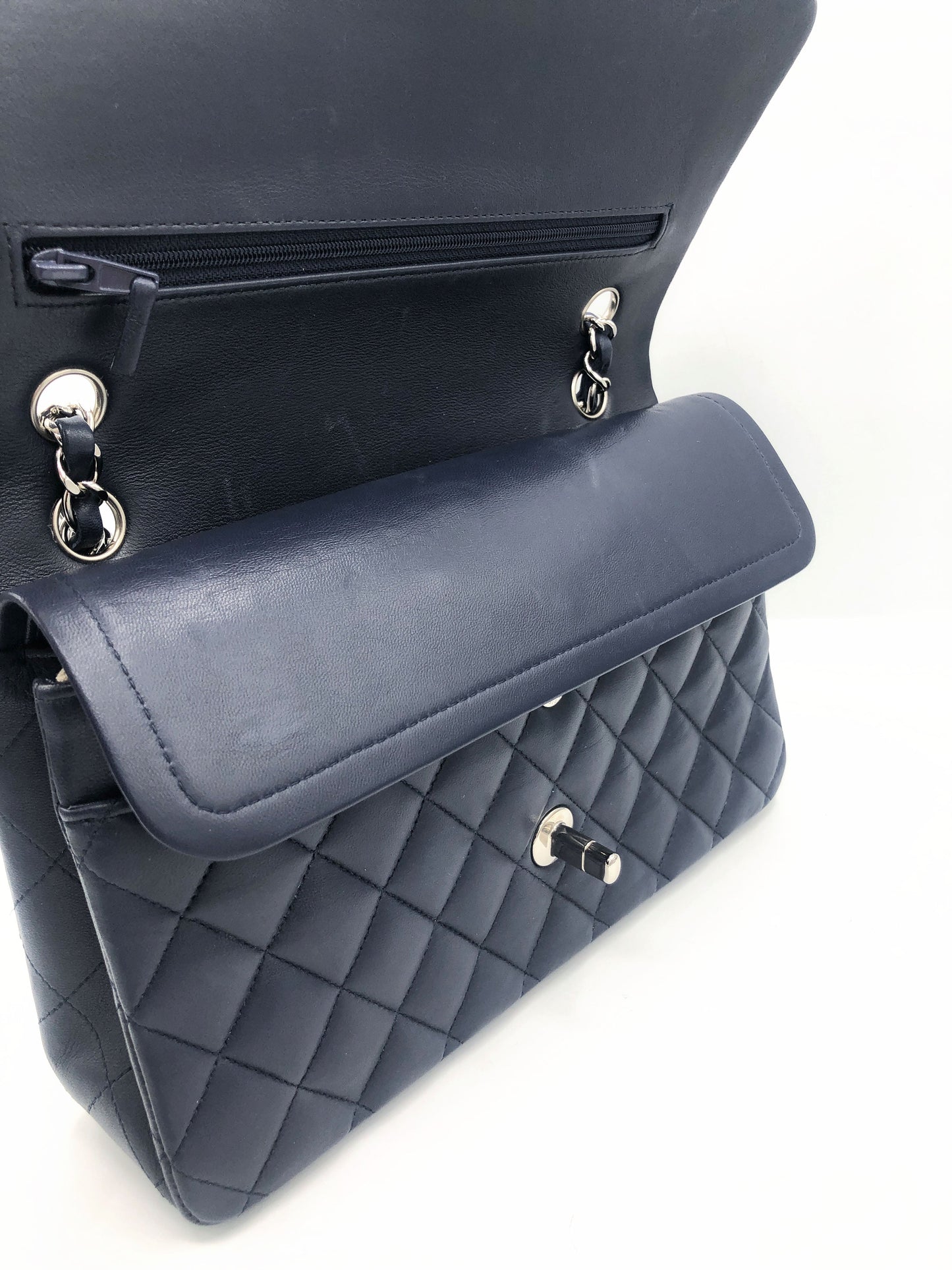 SAC CLASSIQUE AGNEAU BLEU MARINE - Soline