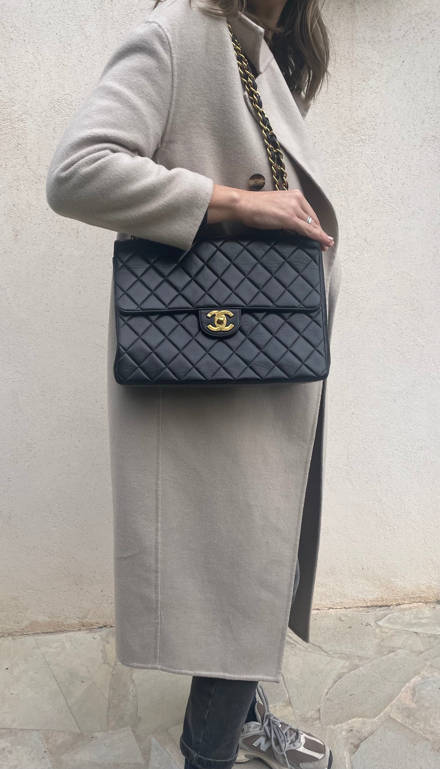 SAC FEMME TIMELESS JUMBO AGNEAU NOIR - Soline