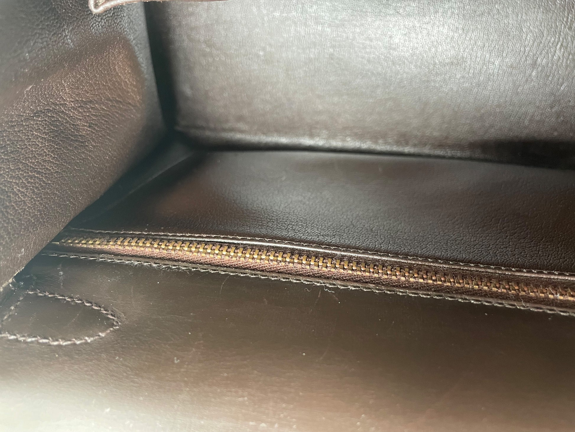 Sac Hermès Kelly 28 SELLIER chocolat en cuir box - Soline