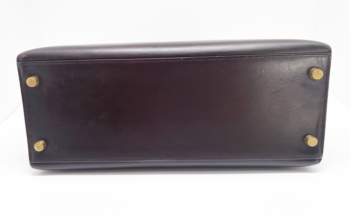 Sac Hermès Kelly 28 SELLIER chocolat en cuir box - Soline