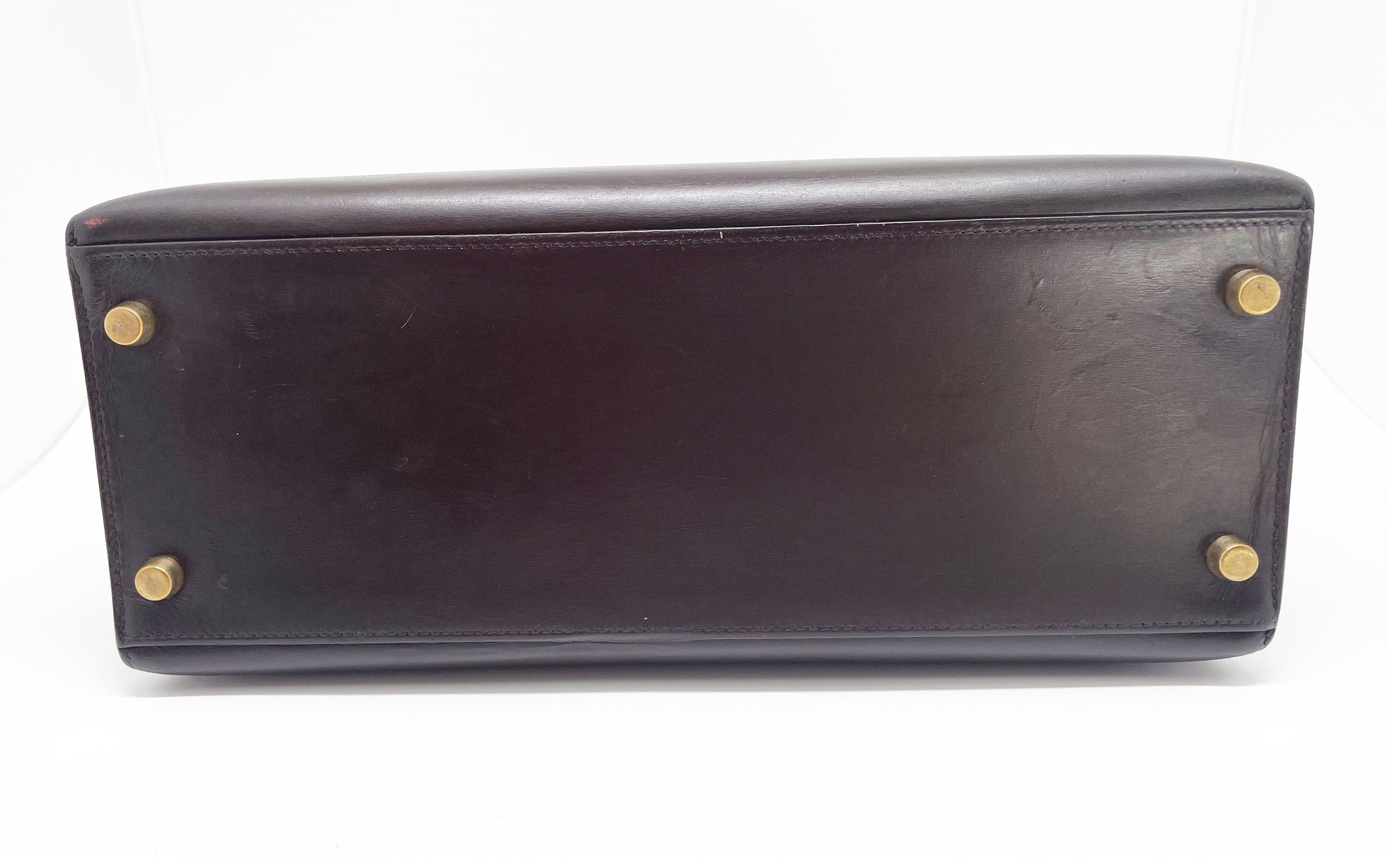 Sac Hermès Kelly 28 SELLIER chocolat en cuir box - Soline