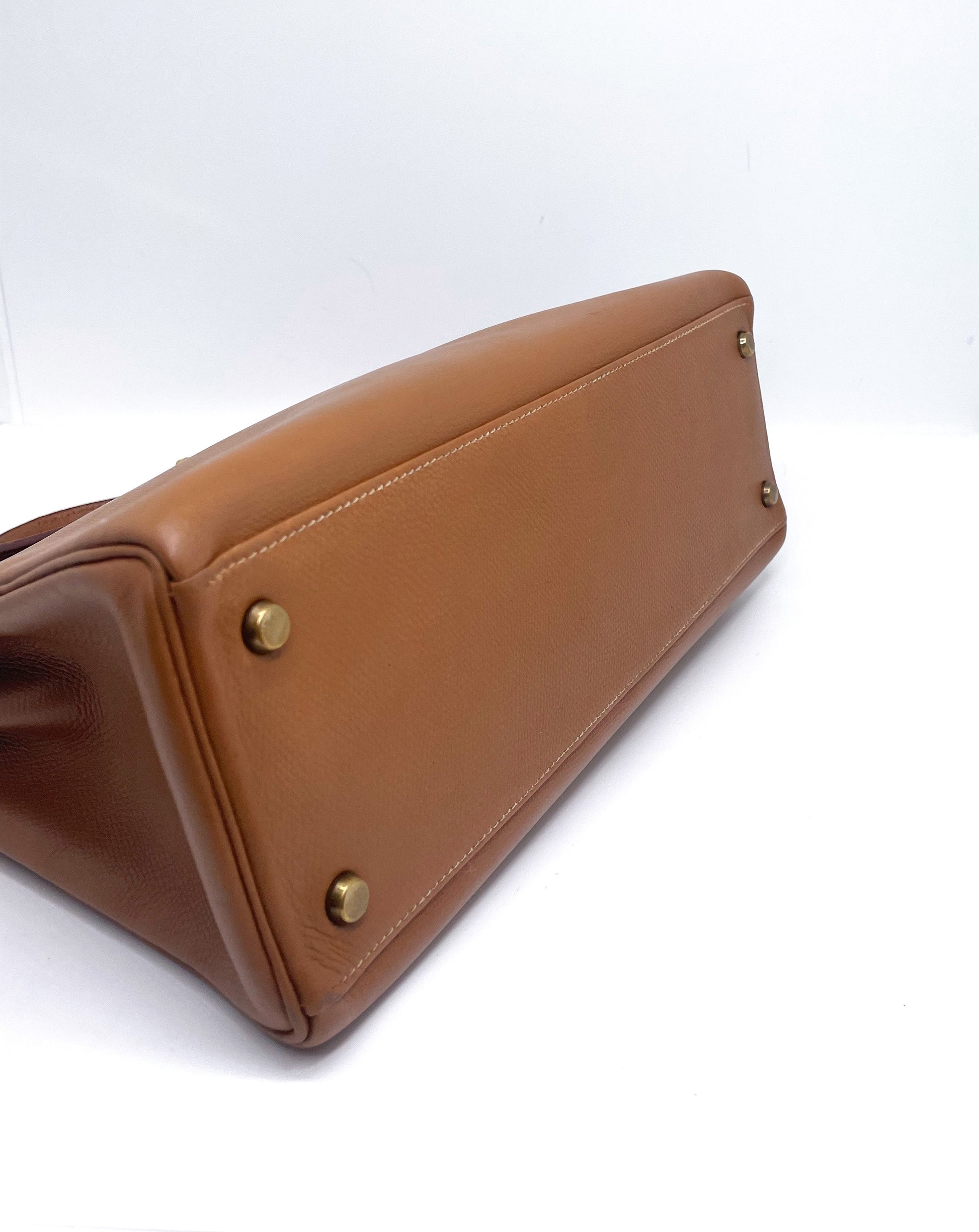 Sac Hermès Kelly 32 cm en cuir courchevel gold - Soline