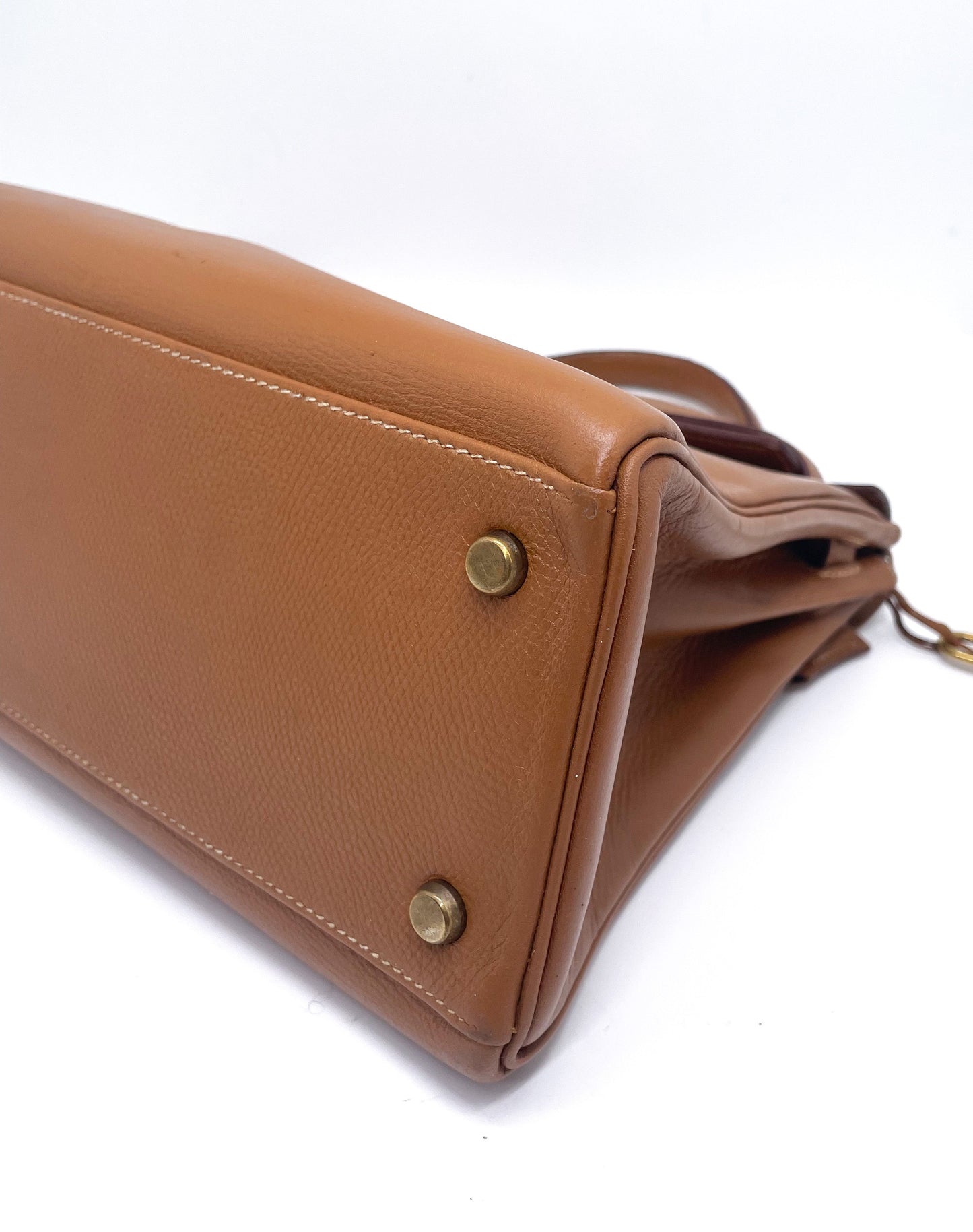 Sac Hermès Kelly 32 cm en cuir courchevel gold - Soline