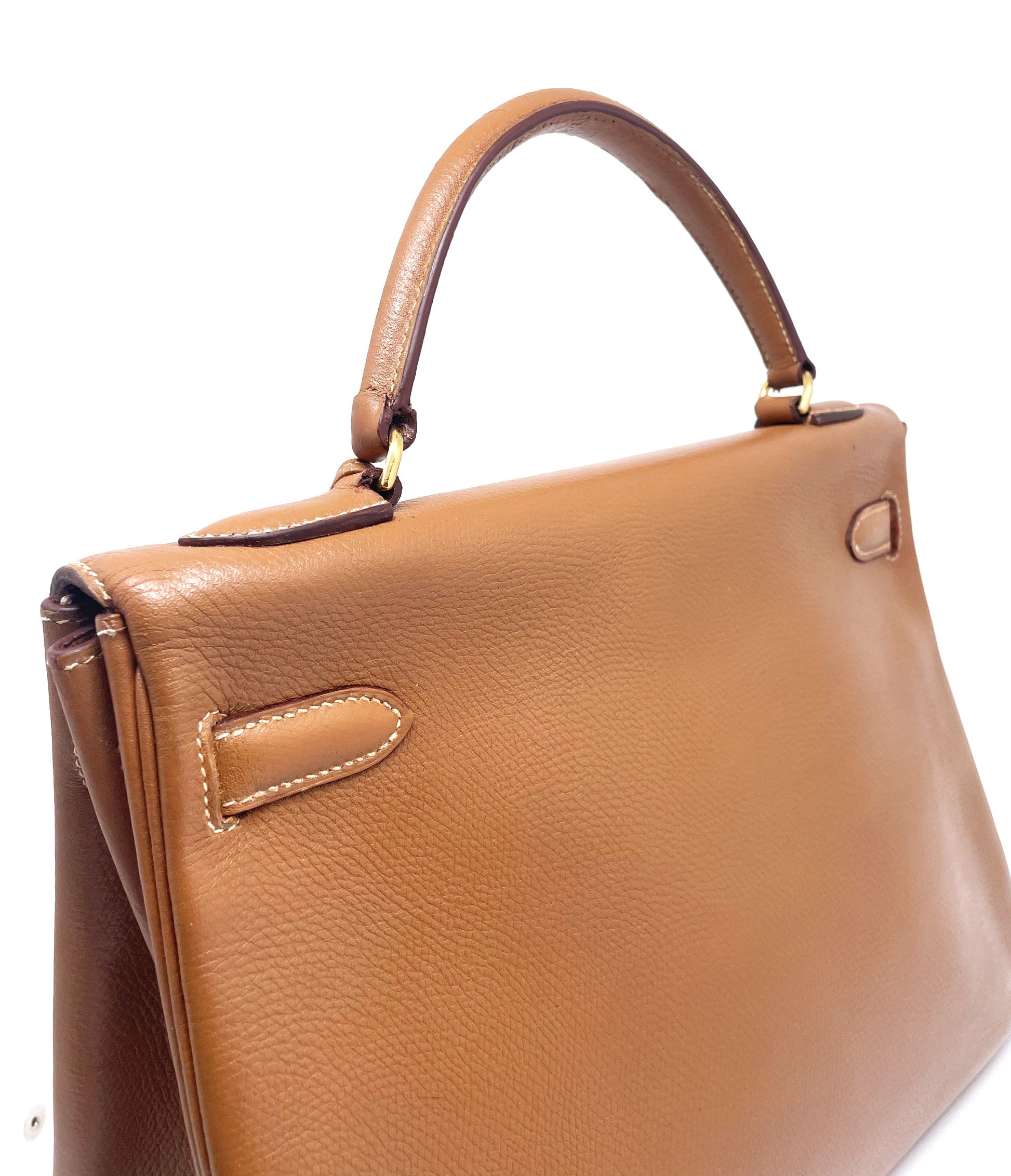 Sac Hermès Kelly 32 cm en cuir courchevel gold - Soline