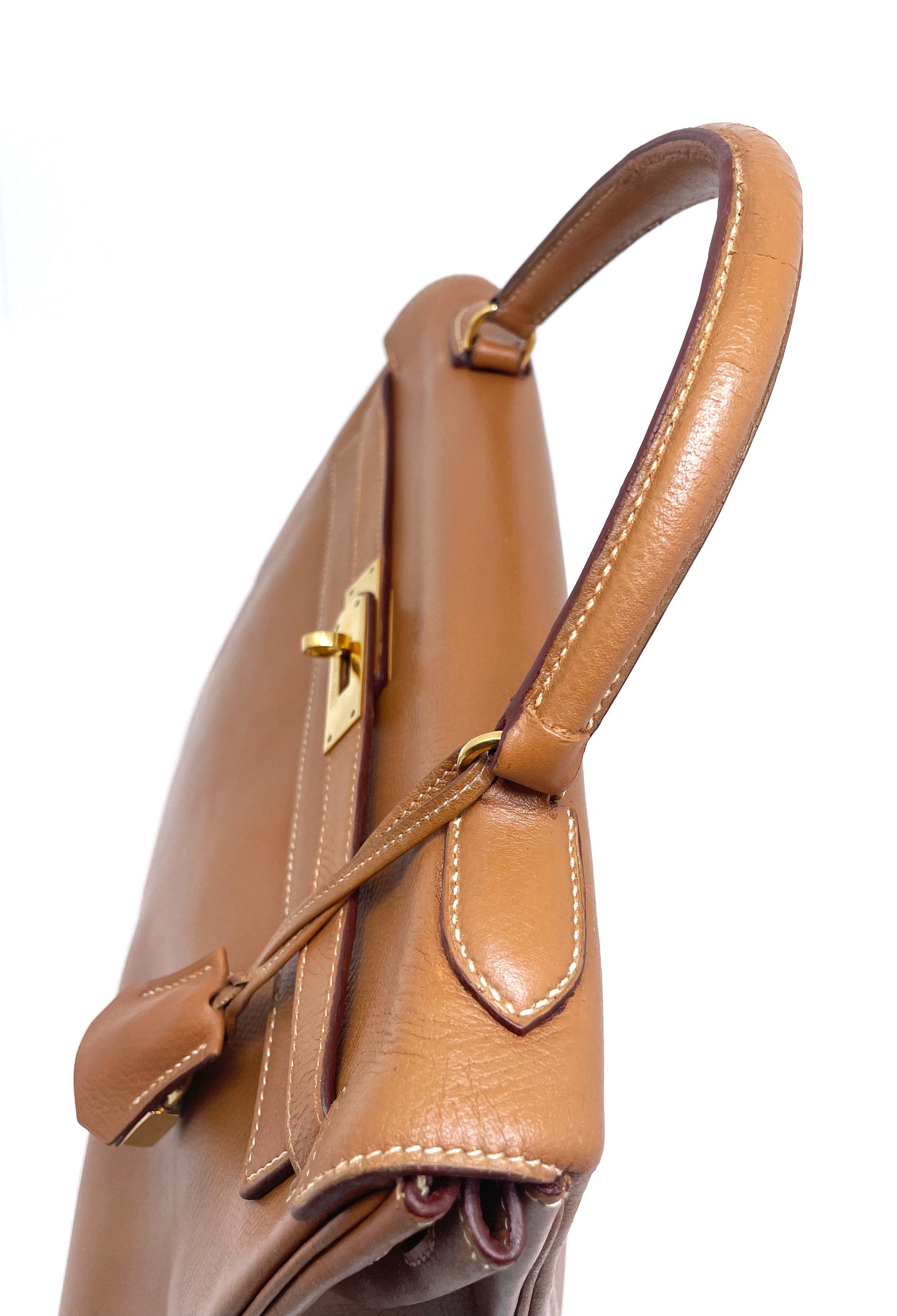 Sac Hermès Kelly 32 cm en cuir courchevel gold - Soline