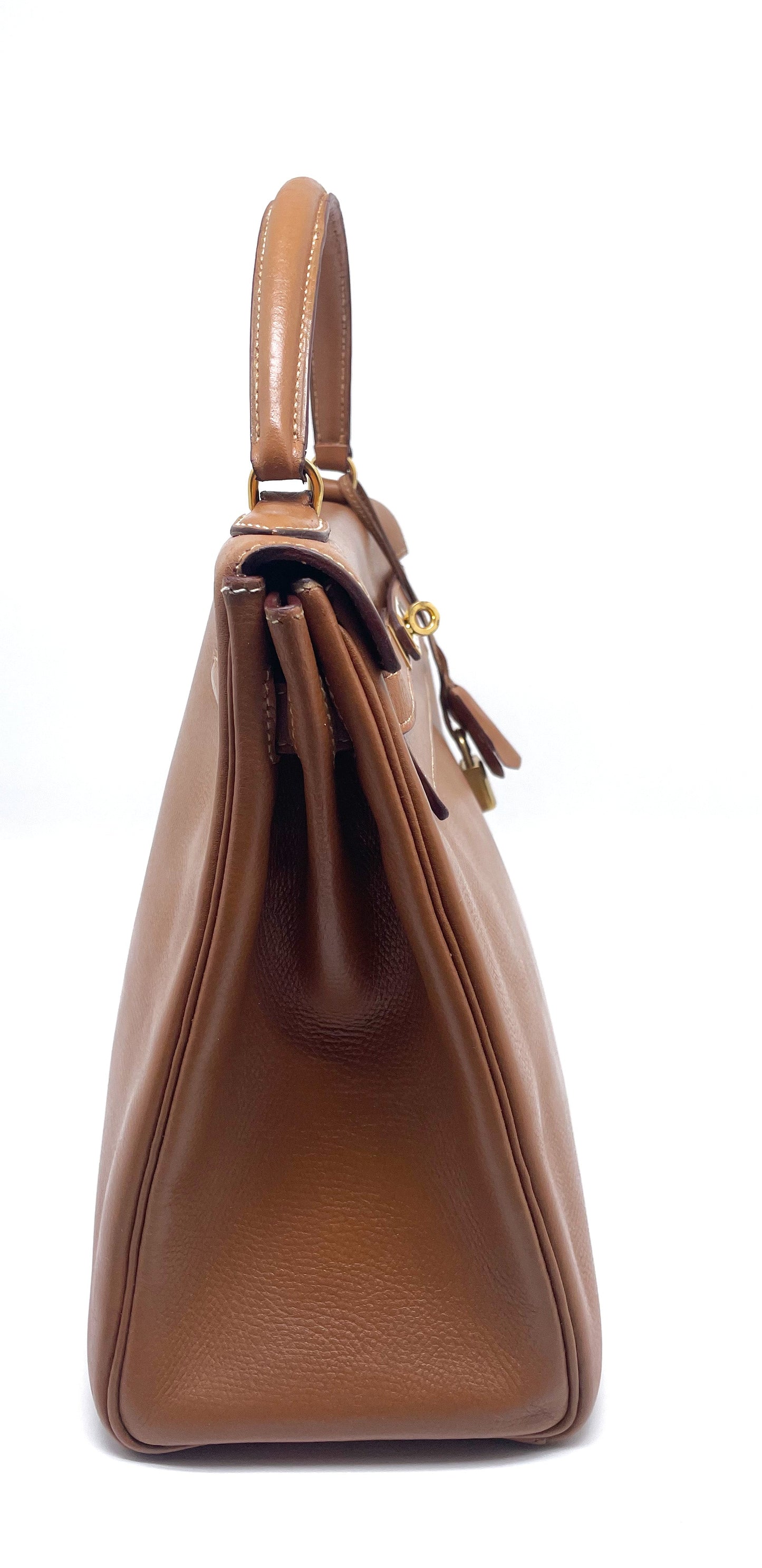 Sac Hermès Kelly 32 cm en cuir courchevel gold - Soline