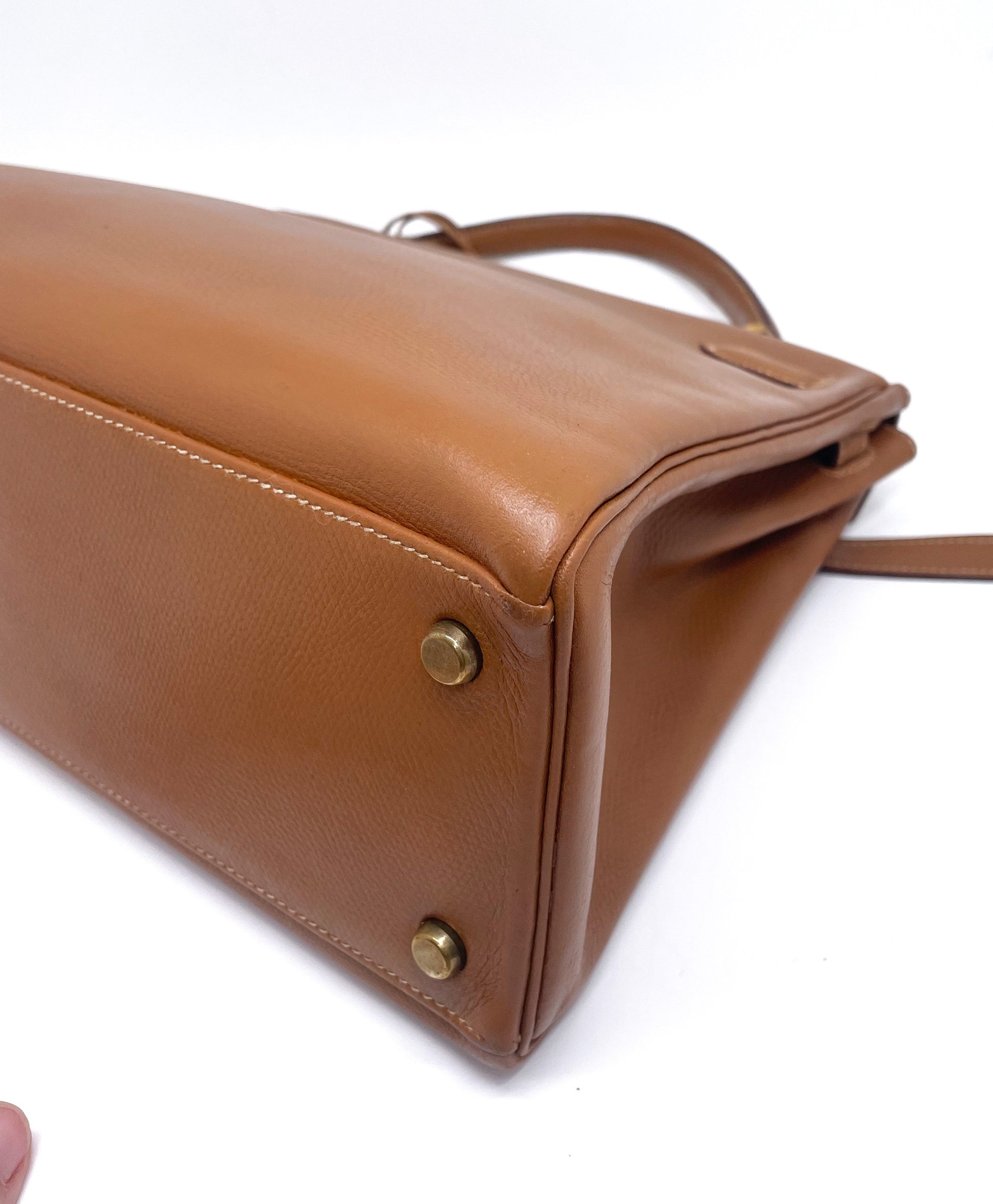 Sac Hermès Kelly 32 cm en cuir courchevel gold - Soline