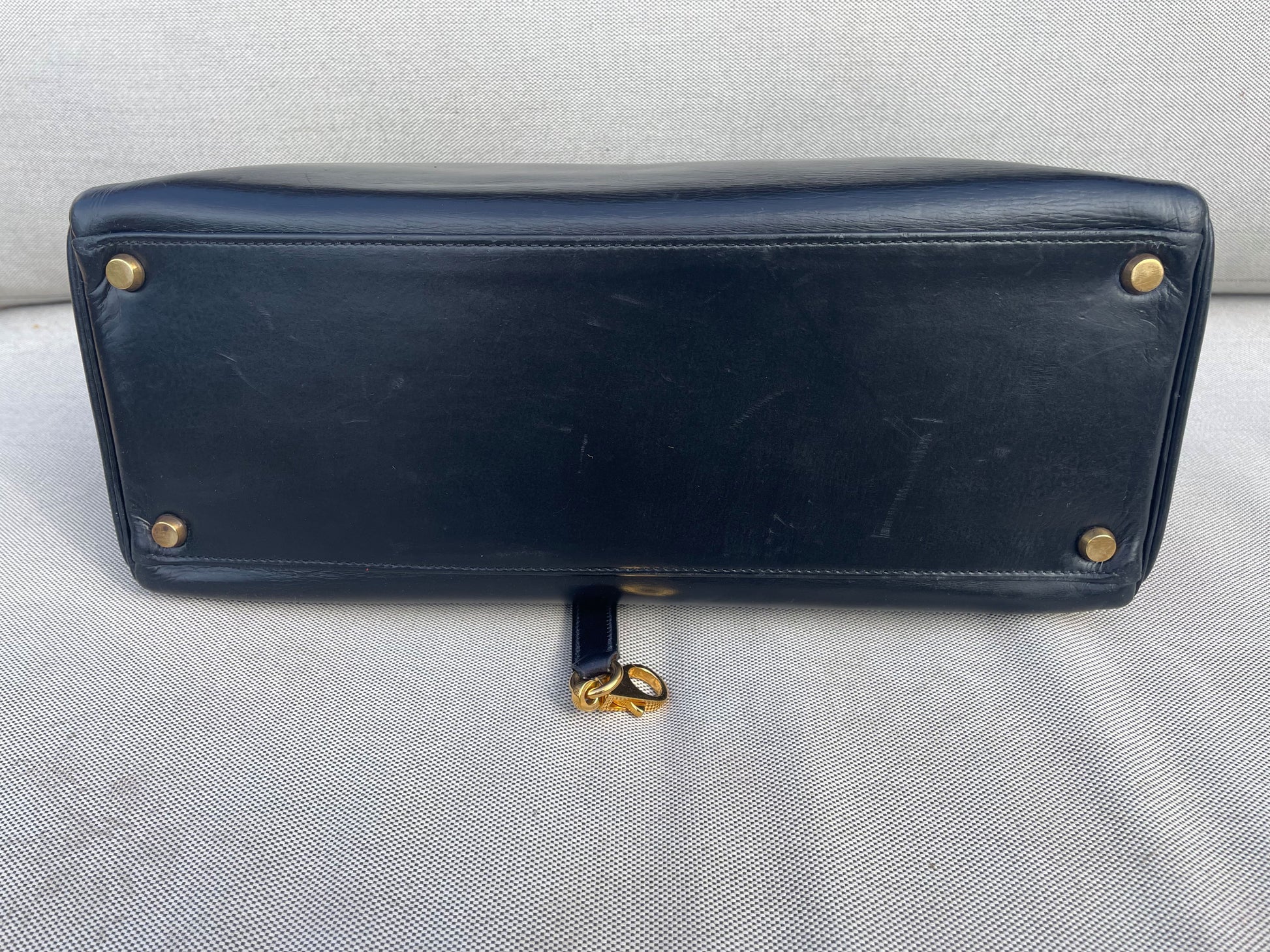 Sac Hermès Kelly 32 en cuir de box noir - Soline