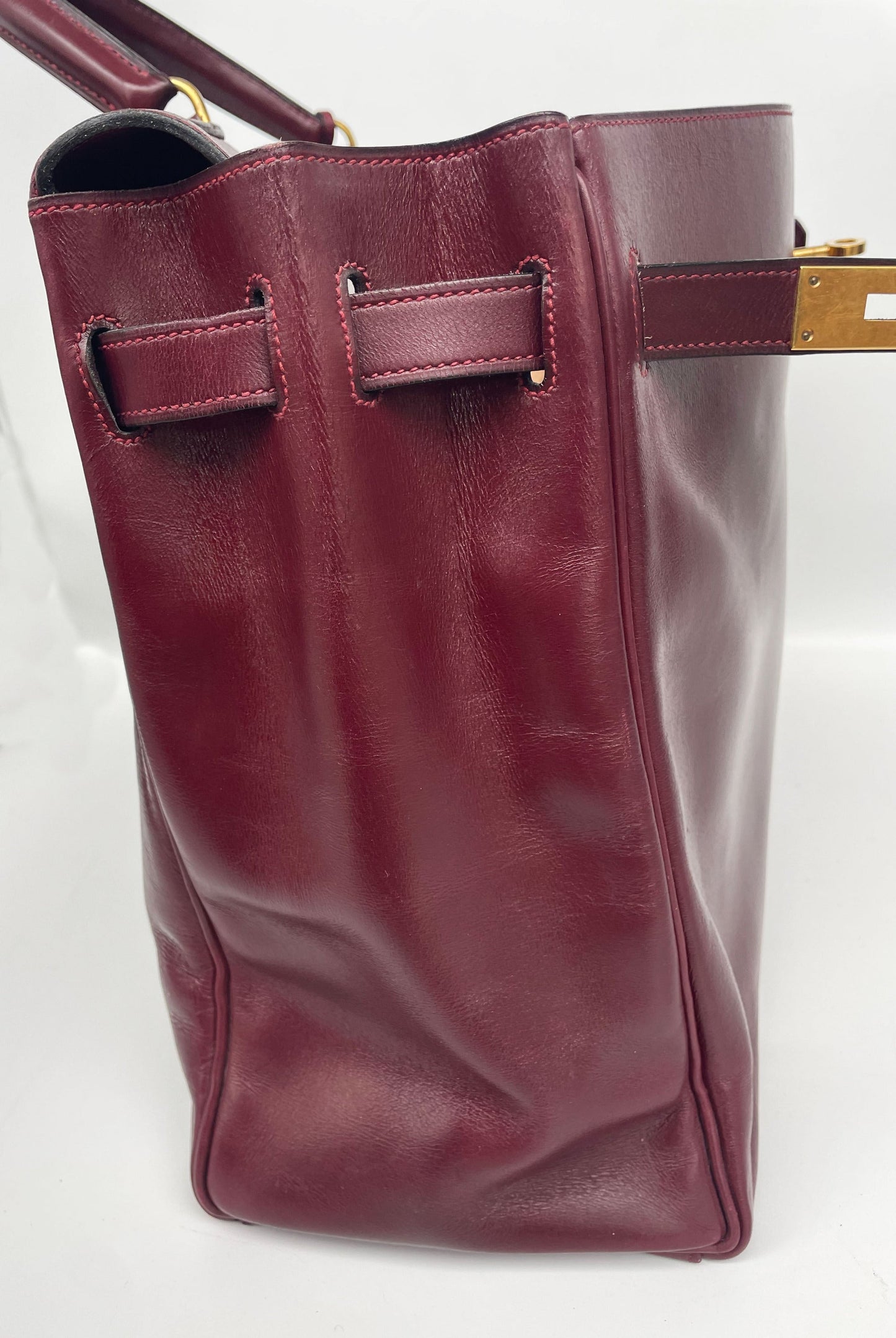 Sac Hermès Kelly rouge H en cuir de box 35 cm - Soline