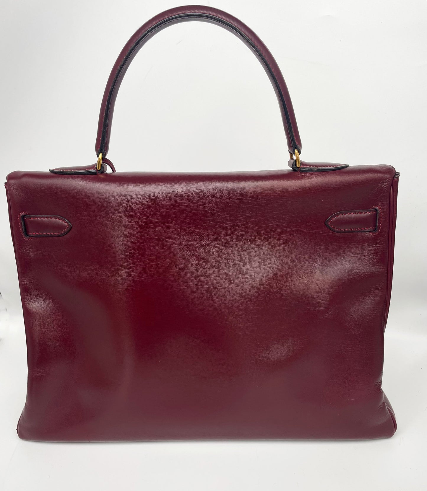 Sac Hermès Kelly rouge H en cuir de box 35 cm - Soline