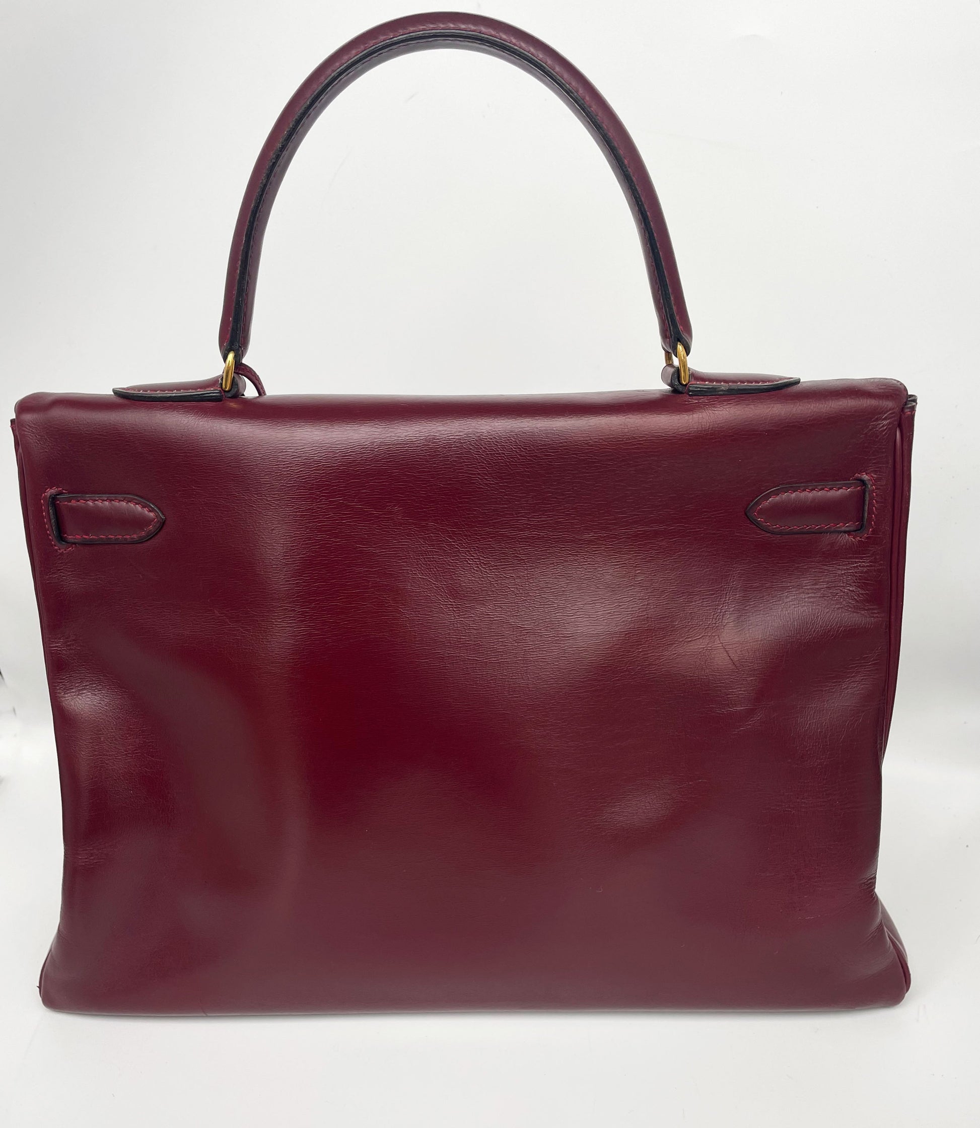 Sac Hermès Kelly rouge H en cuir de box 35 cm - Soline