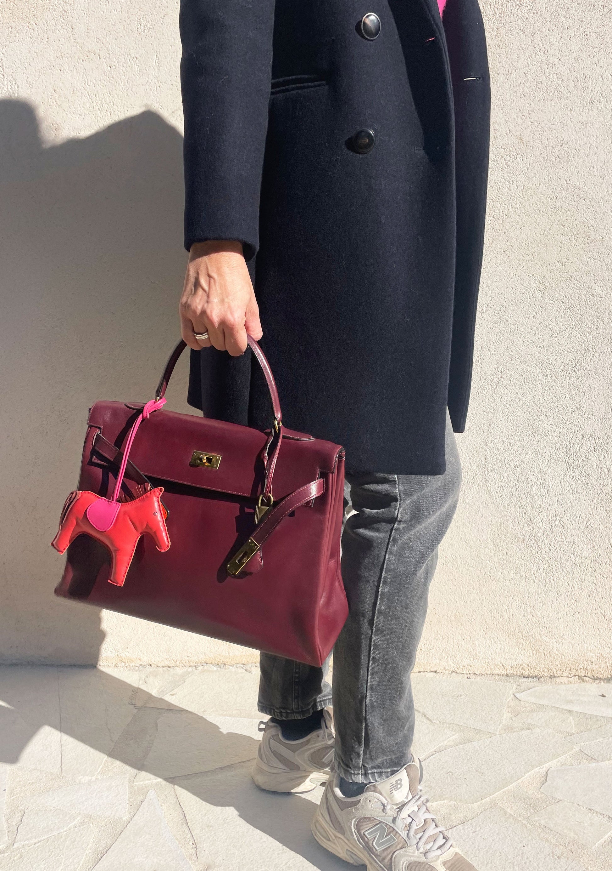 Sac Hermès Kelly rouge H en cuir de box 35 cm - Soline