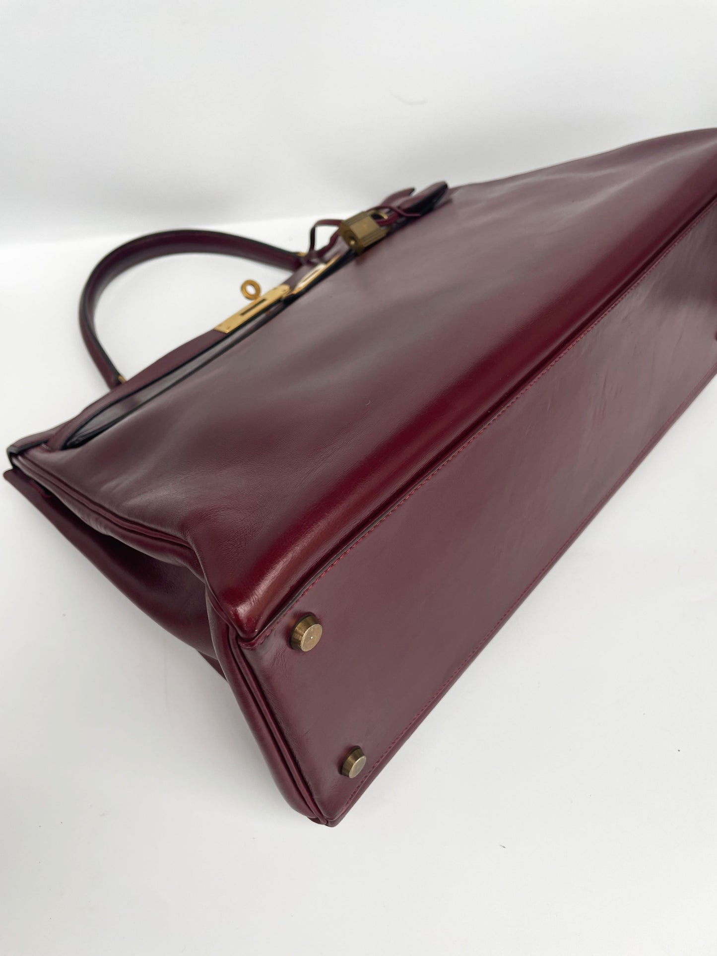 Sac Hermès Kelly rouge H en cuir de box 35 cm - Soline