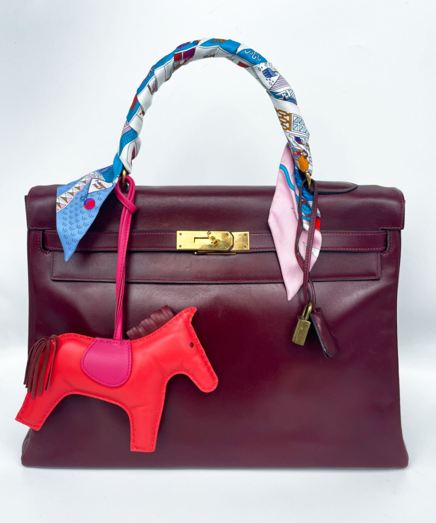 Sac Hermès Kelly rouge H en cuir de box 35 cm - Soline