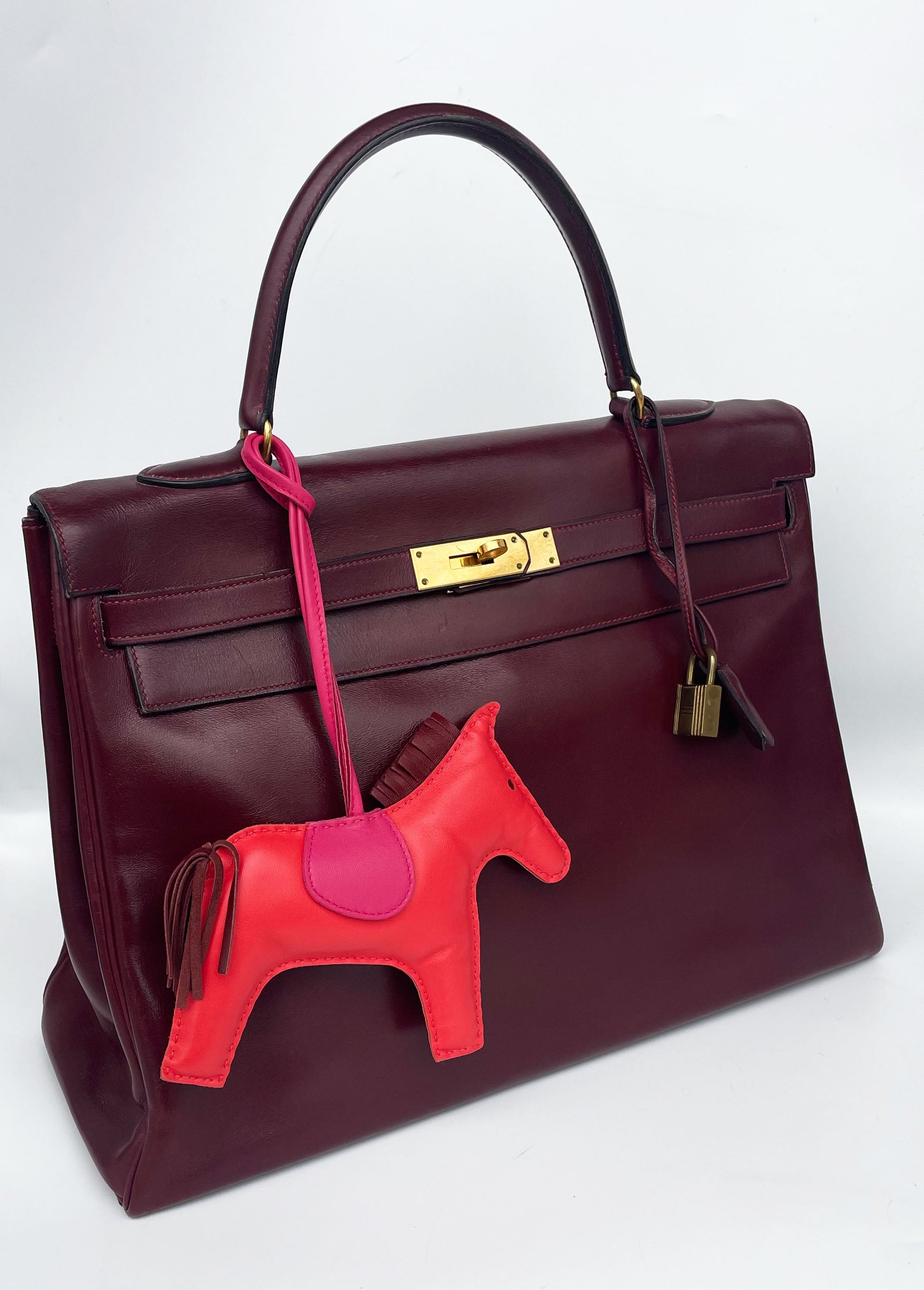 Sac Hermès Kelly rouge H en cuir de box 35 cm - Soline