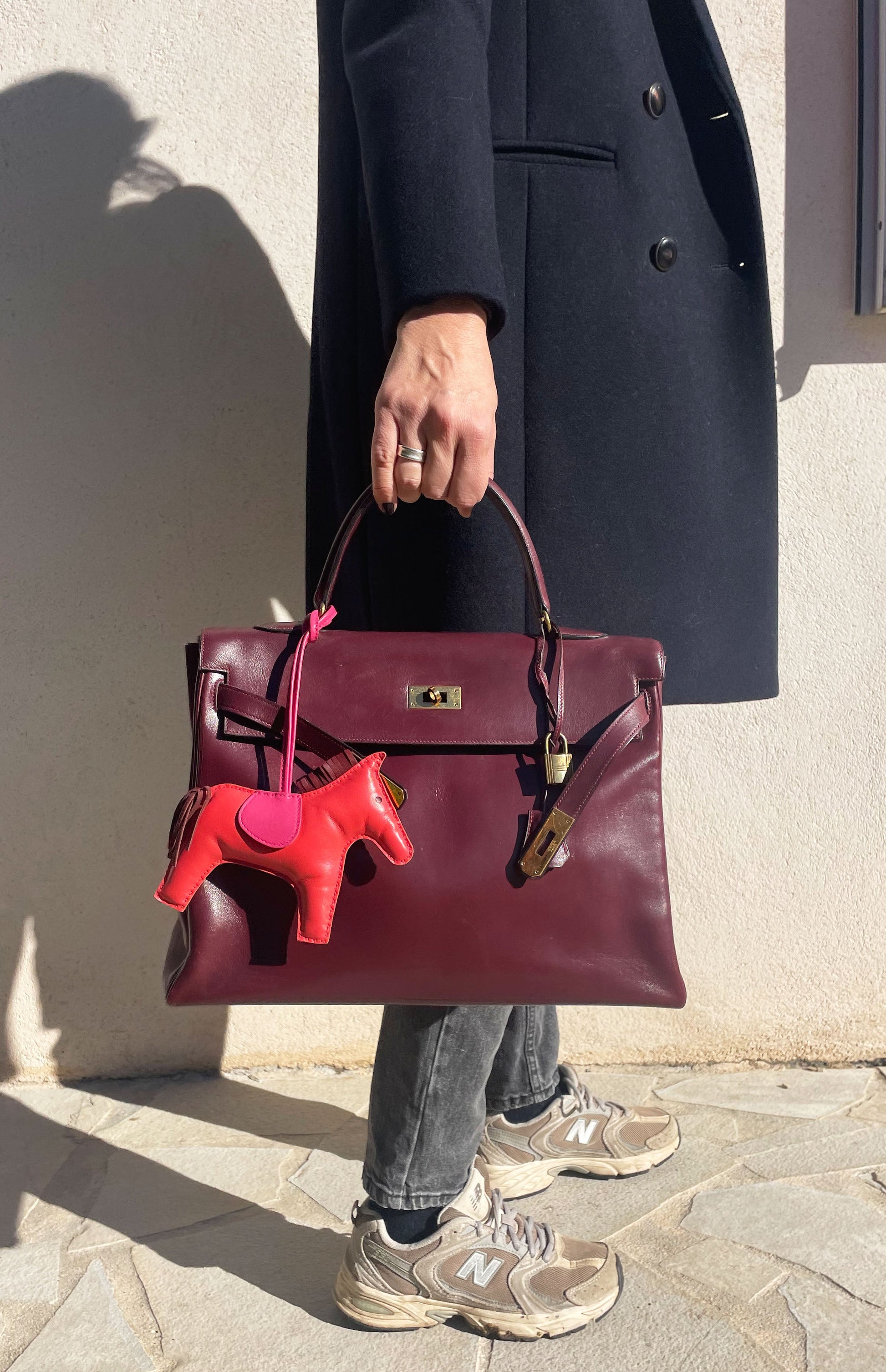 Sac Hermès Kelly rouge H en cuir de box 35 cm - Soline