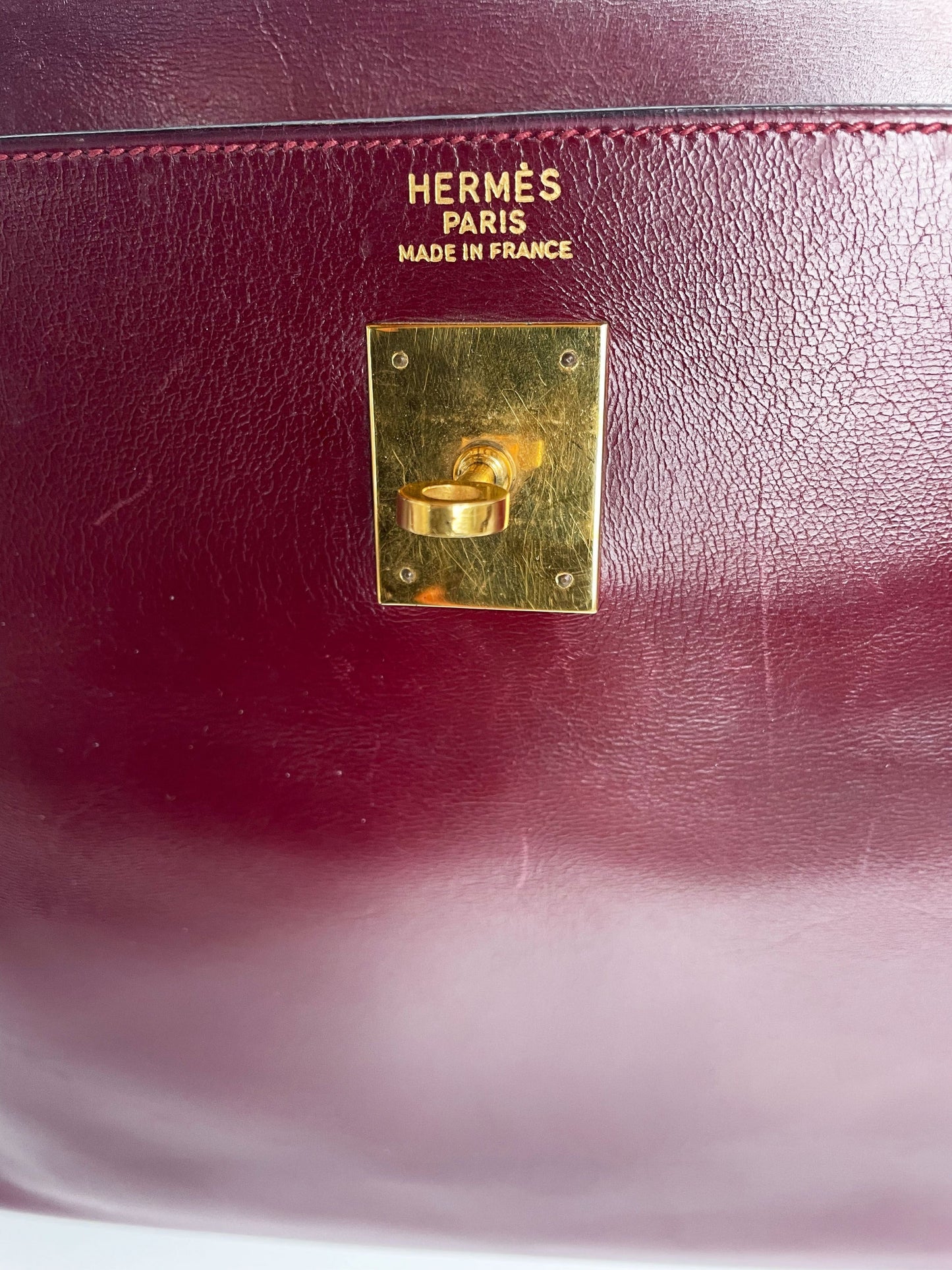 Sac Hermès Kelly rouge H en cuir de box 35 cm - Soline