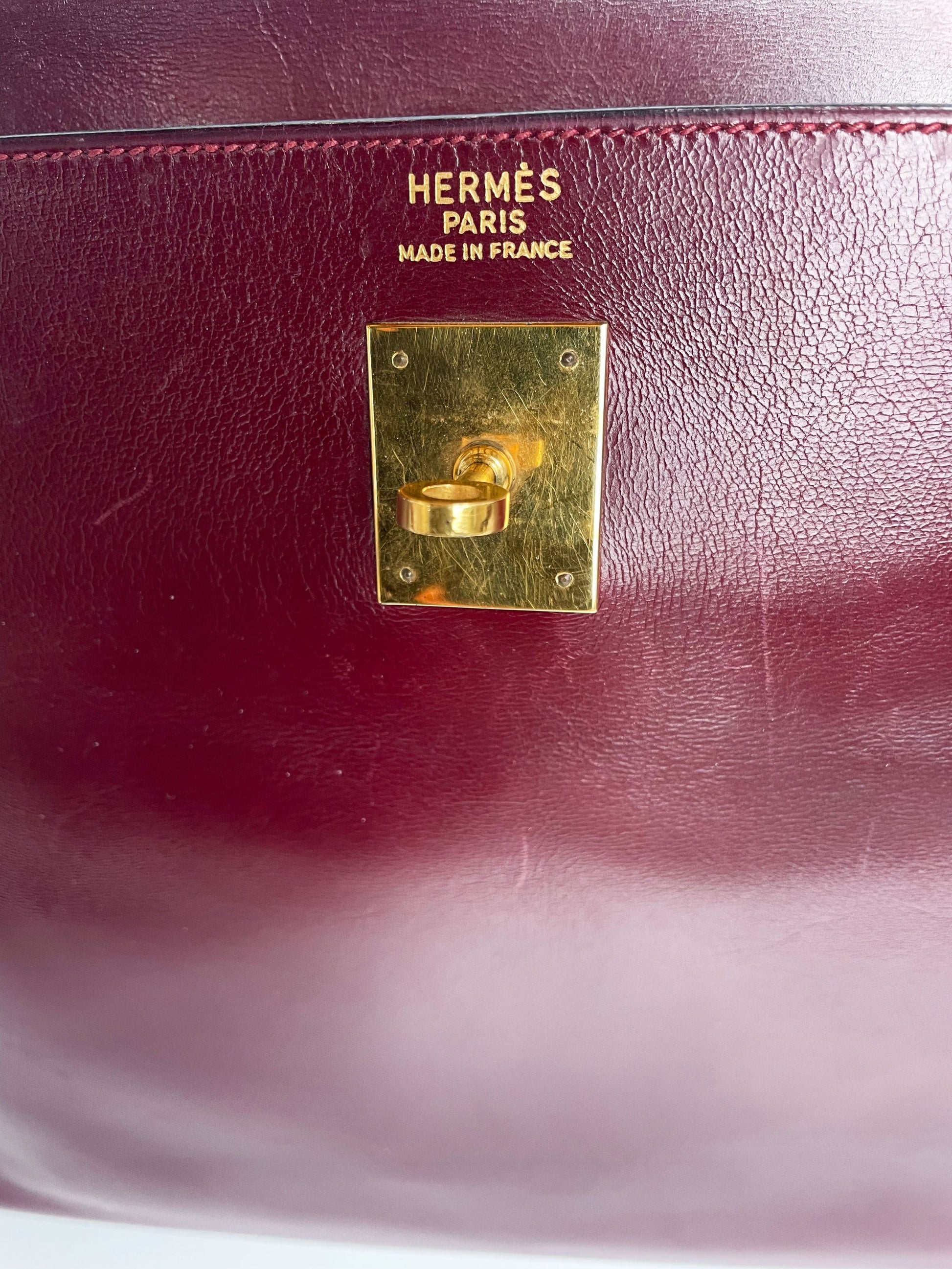 Sac Hermès Kelly rouge H en cuir de box 35 cm - Soline