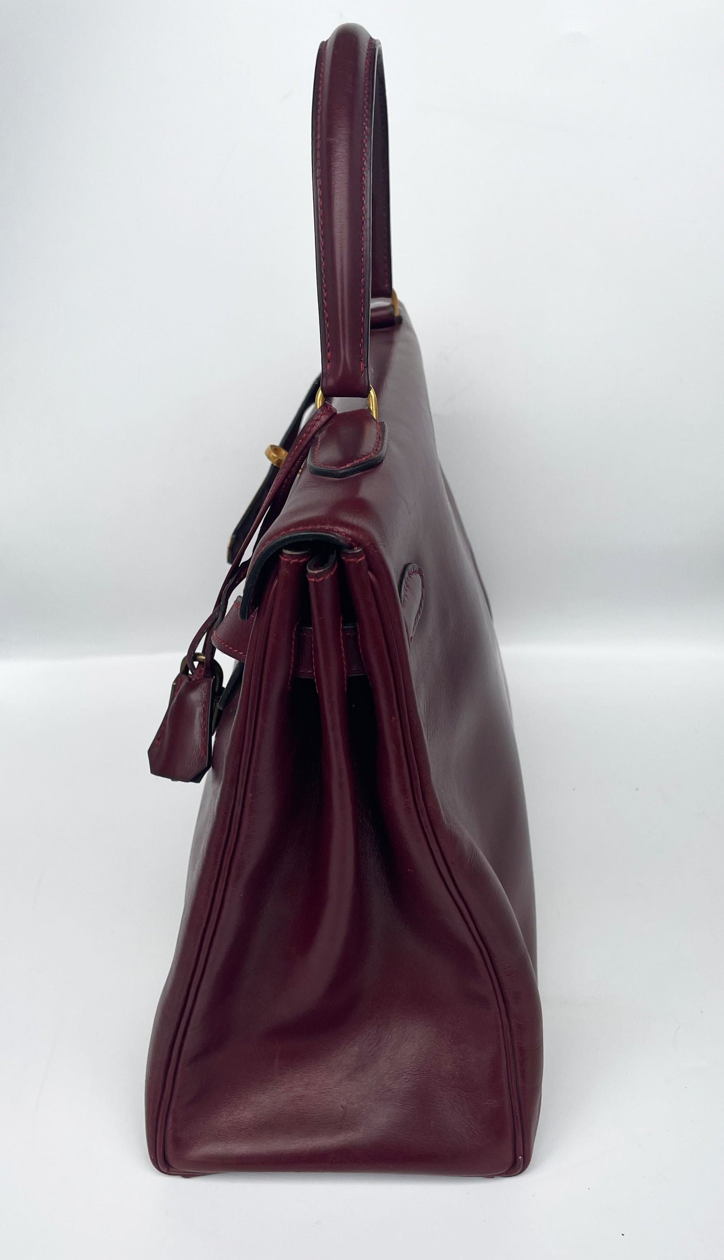 Sac Hermès Kelly rouge H en cuir de box 35 cm - Soline