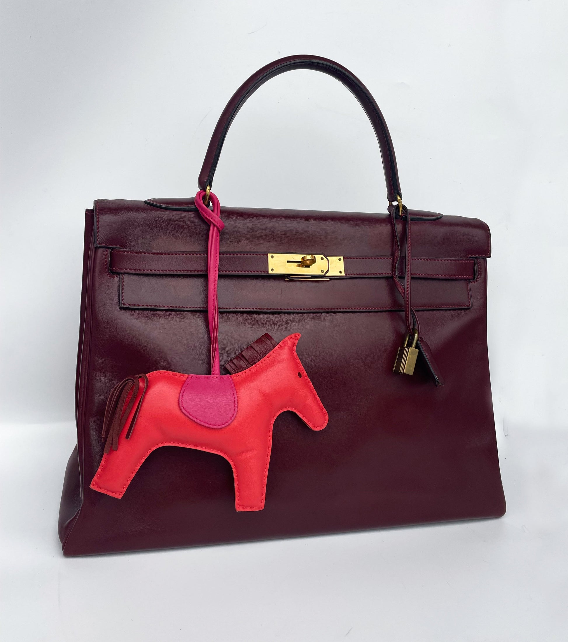 Sac Hermès Kelly rouge H en cuir de box 35 cm - Soline
