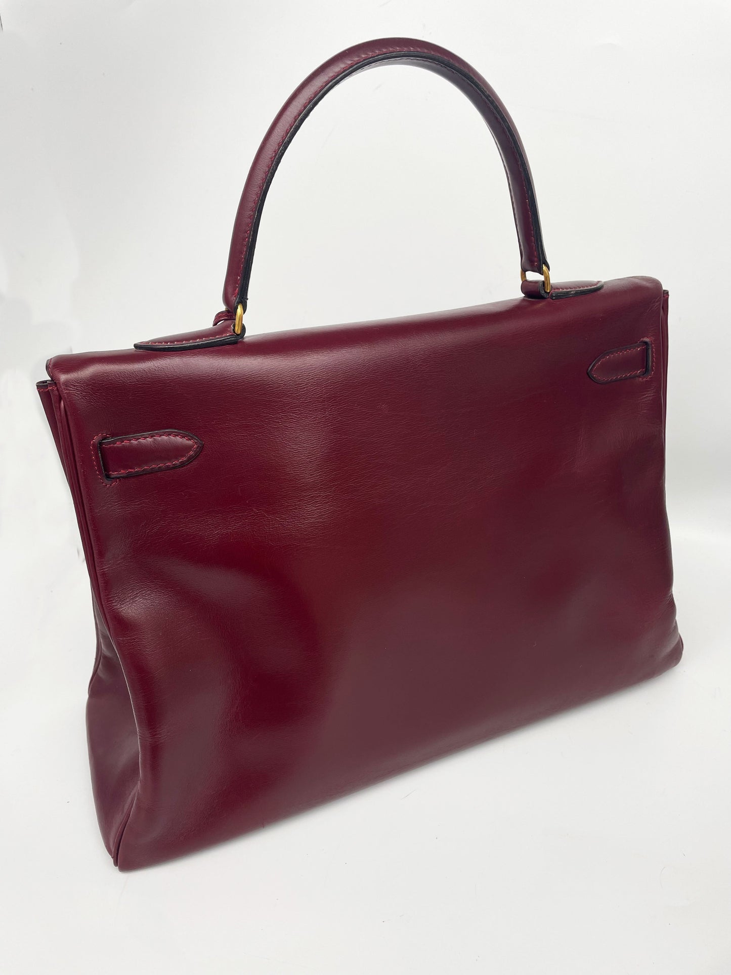 Sac Hermès Kelly rouge H en cuir de box 35 cm - Soline
