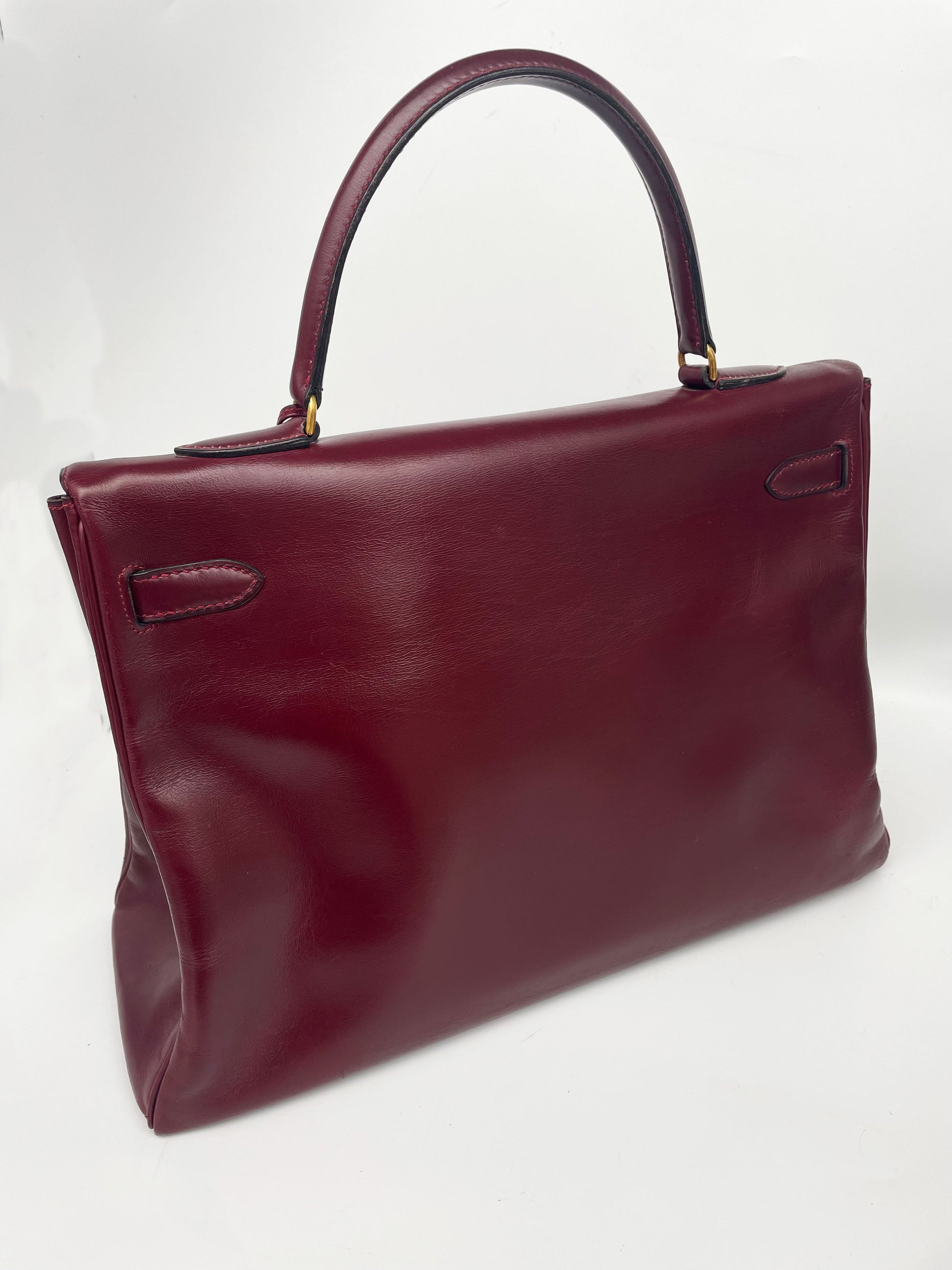 Sac Hermès Kelly rouge H en cuir de box 35 cm - Soline