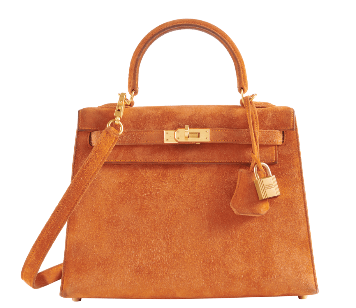 SAC HERMES KELLY SELLIER 25 DAIM ORANGE - Soline