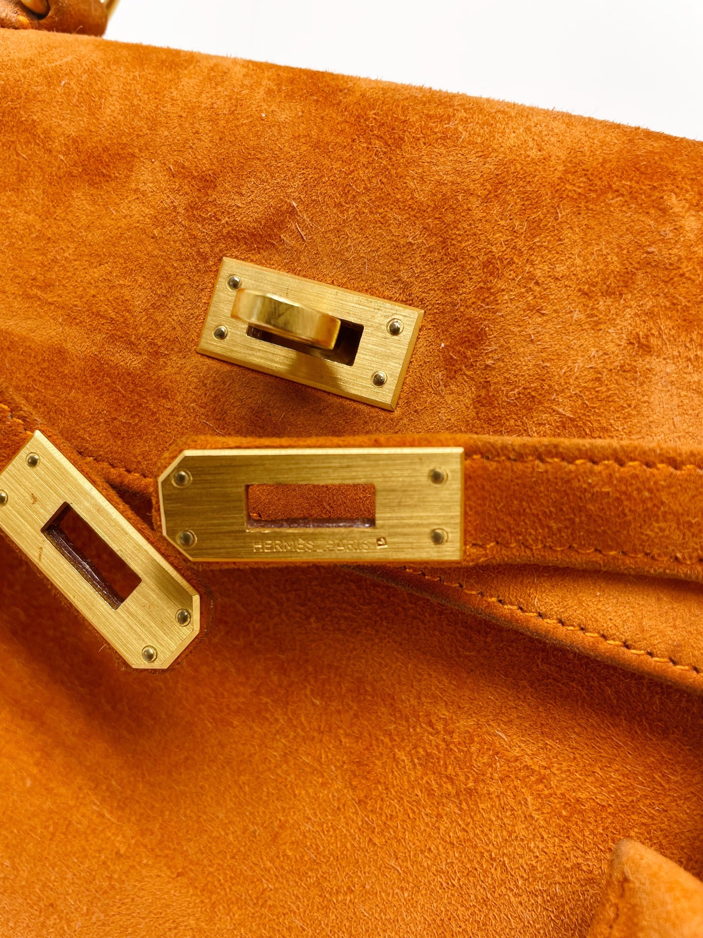 SAC HERMES KELLY SELLIER 25 DAIM ORANGE - Soline