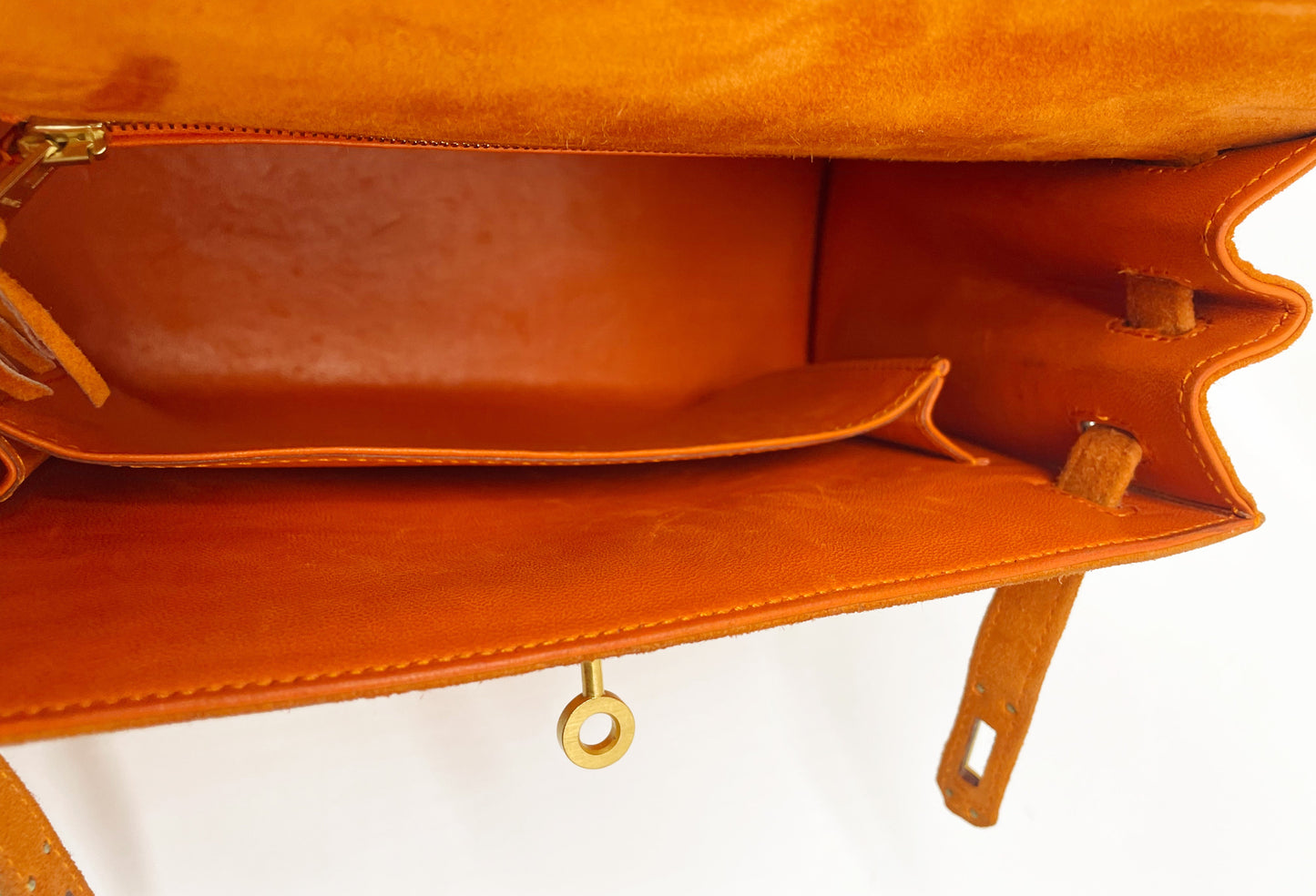SAC HERMES KELLY SELLIER 25 DAIM ORANGE - Soline