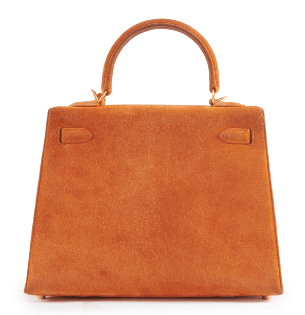 SAC HERMES KELLY SELLIER 25 DAIM ORANGE - Soline