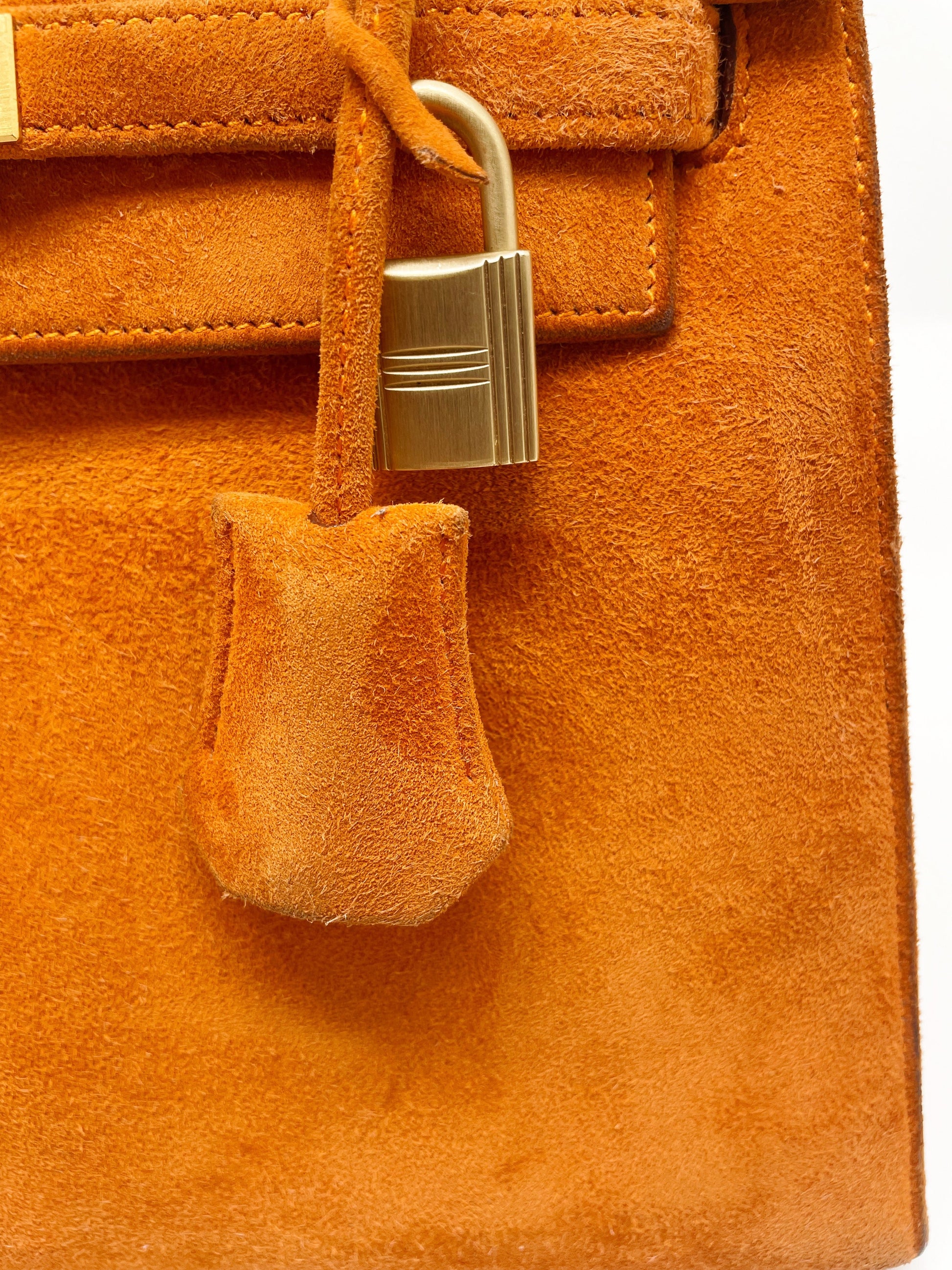 SAC HERMES KELLY SELLIER 25 DAIM ORANGE - Soline