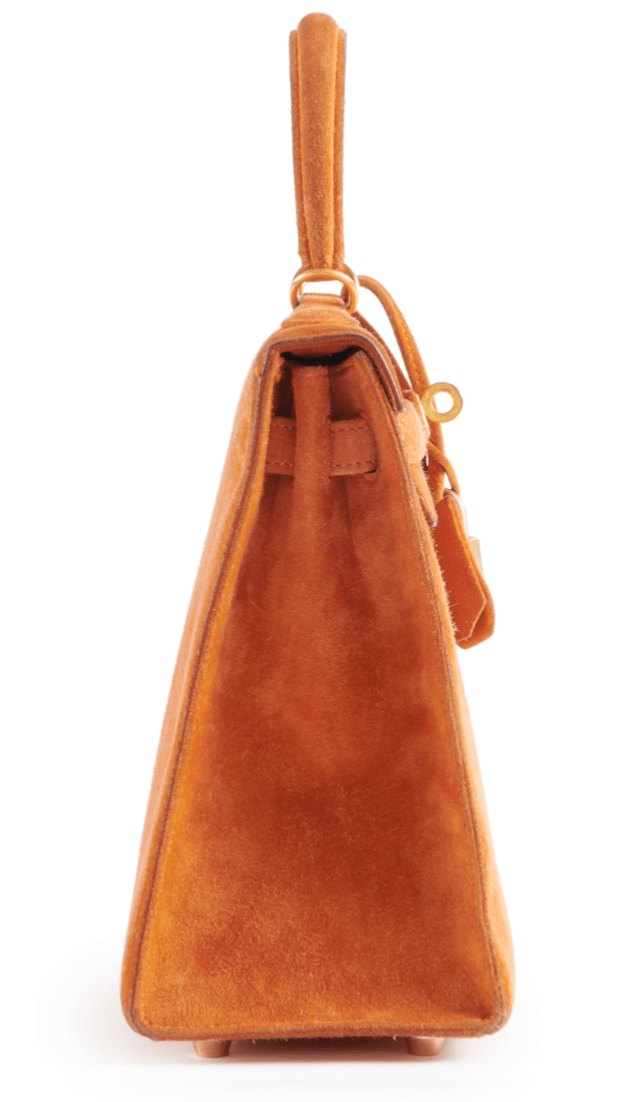 SAC HERMES KELLY SELLIER 25 DAIM ORANGE - Soline