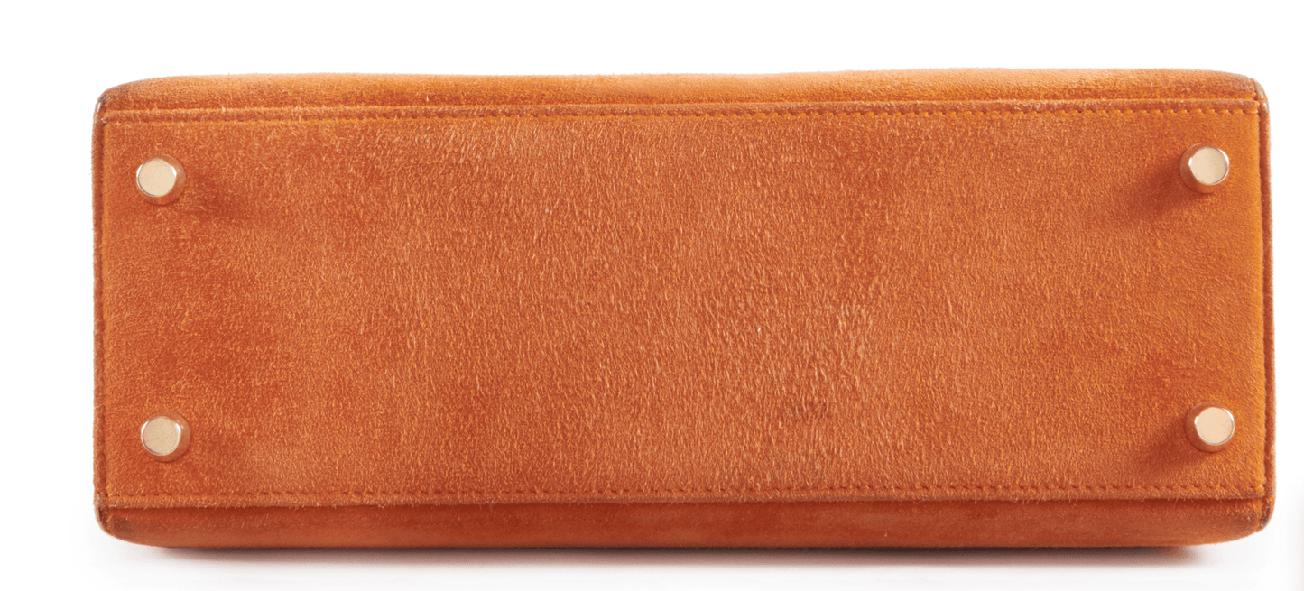 SAC HERMES KELLY SELLIER 25 DAIM ORANGE - Soline