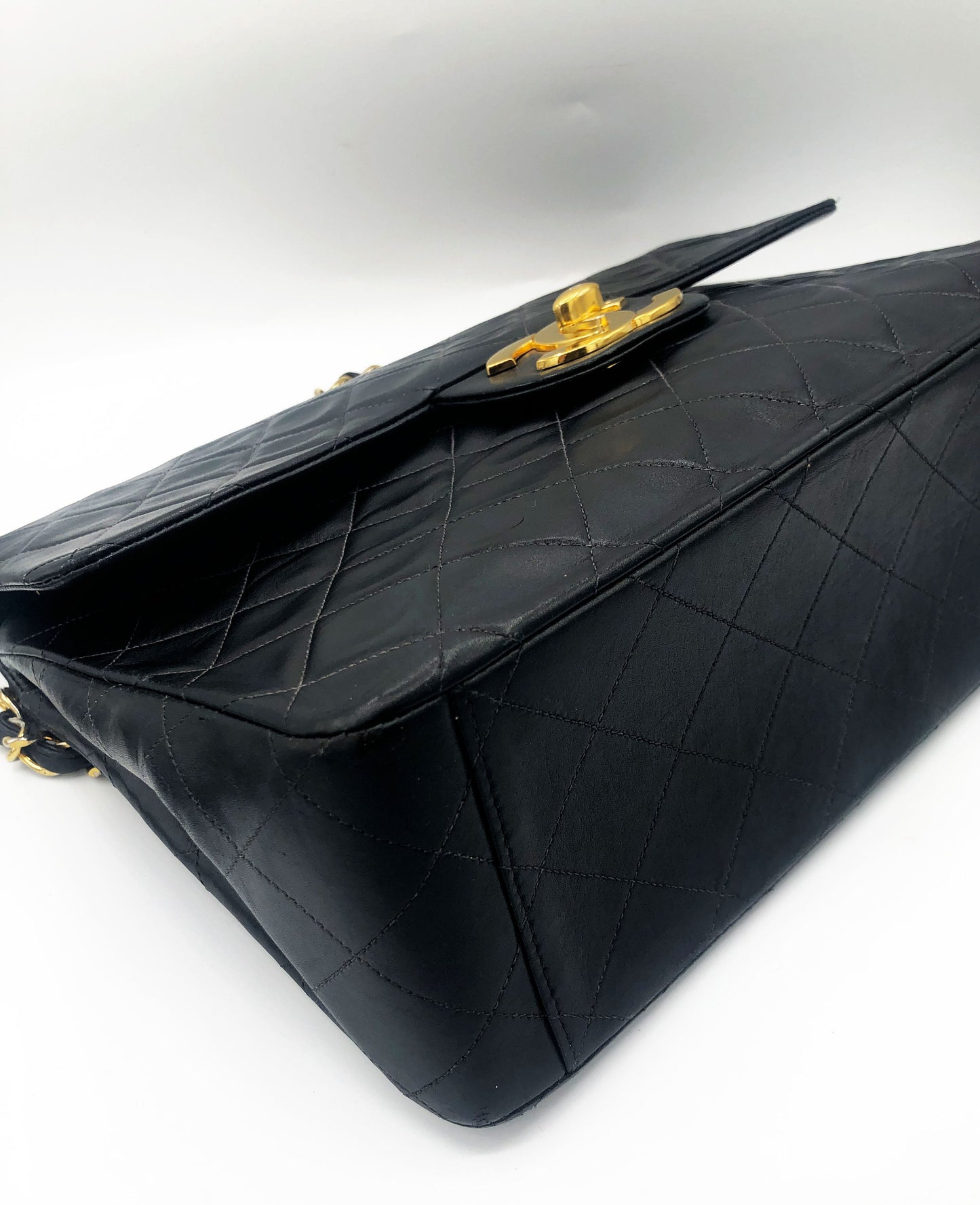 Sac Maxi Jumbo Timeless en cuir noir lisse - Soline