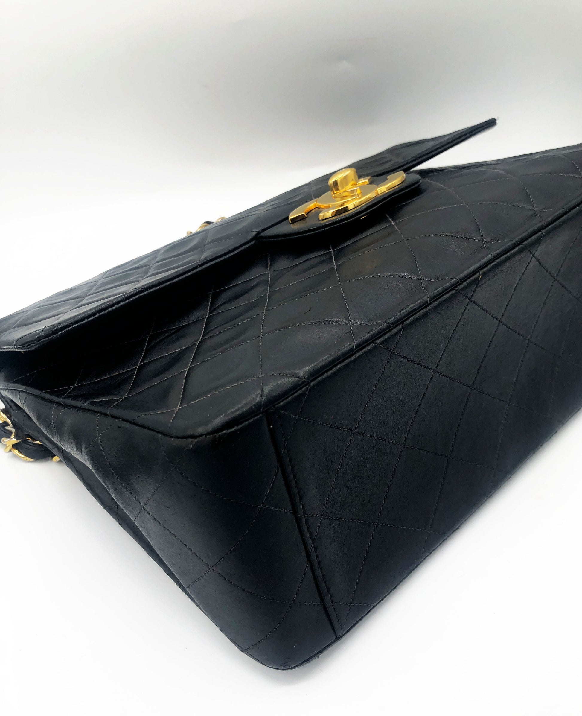 Sac Maxi Jumbo Timeless en cuir noir lisse - Soline