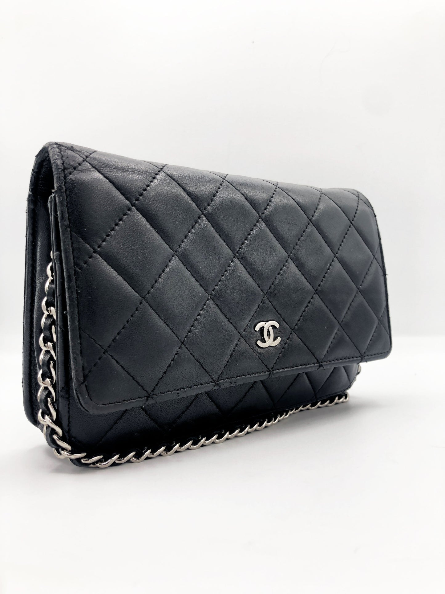 Sac Pochette Wallet on Chain (WOC) – Cuir d’agneau noir - Soline