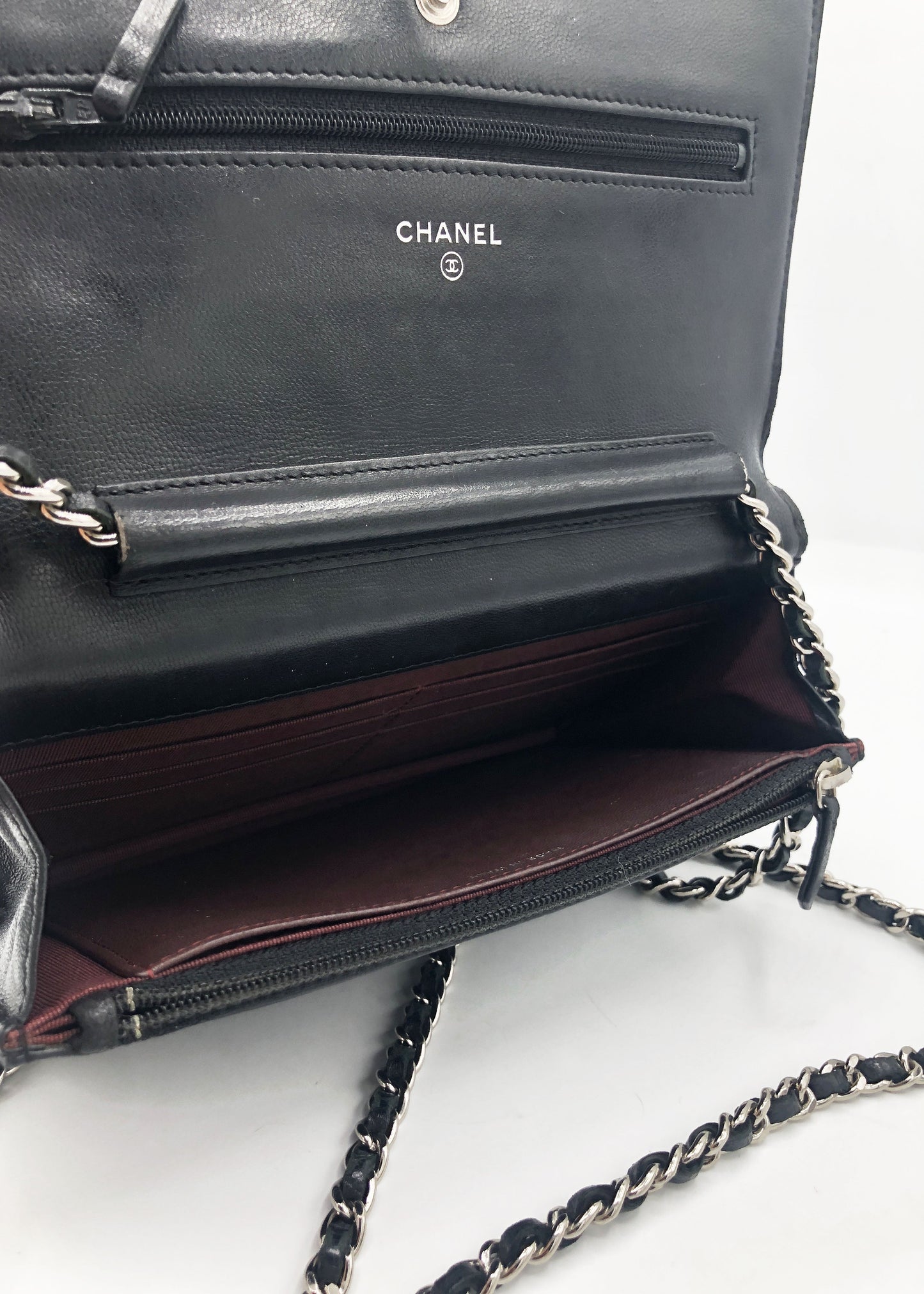 Sac Pochette Wallet on Chain (WOC) – Cuir d’agneau noir - Soline