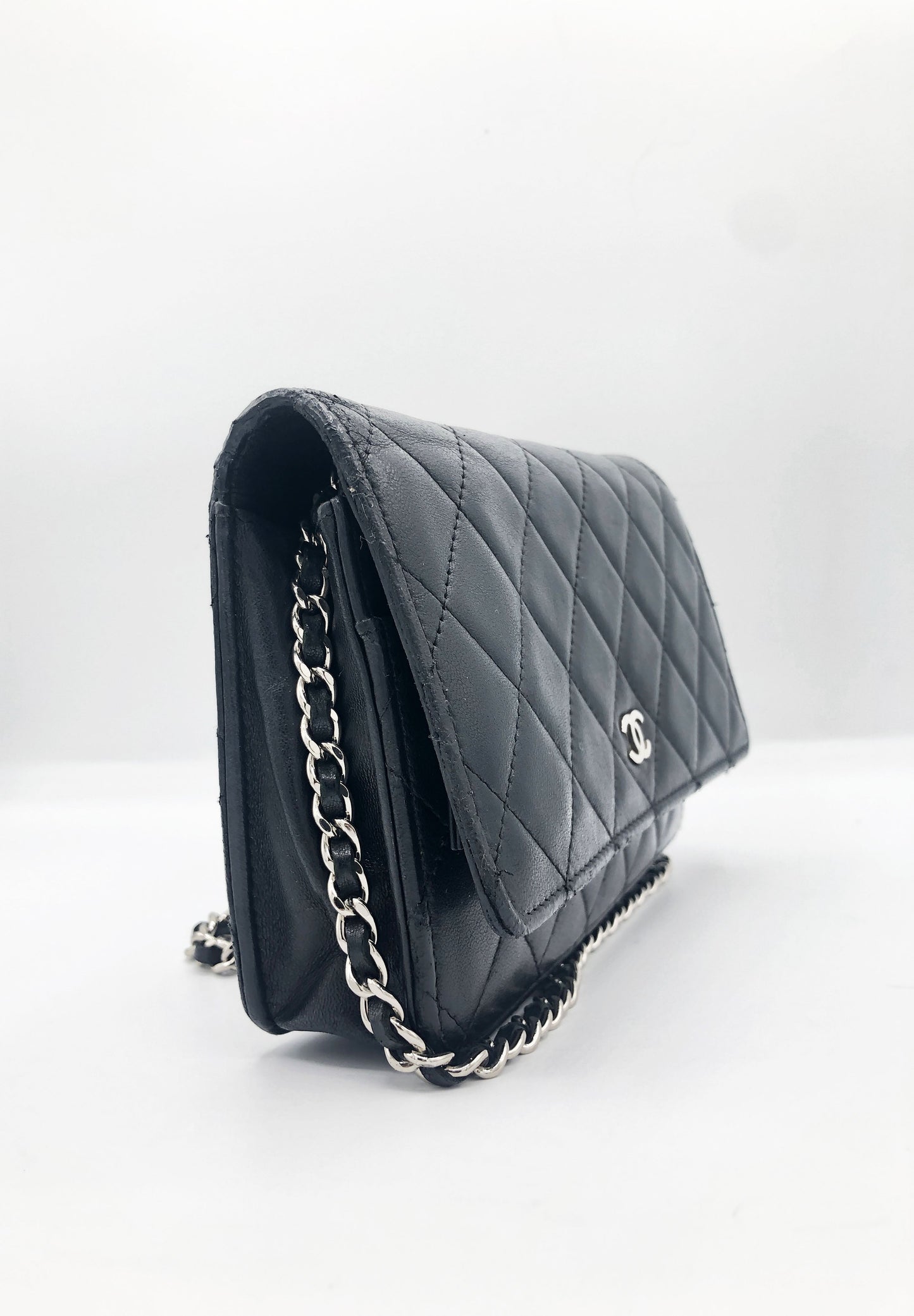 Sac Pochette Wallet on Chain (WOC) – Cuir d’agneau noir - Soline