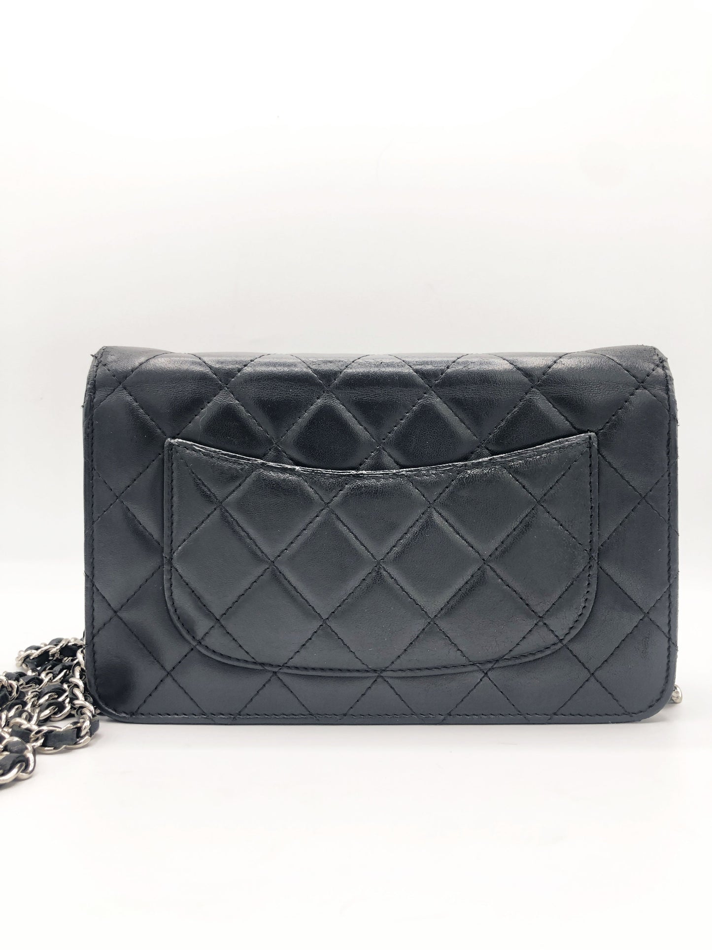 Sac Pochette Wallet on Chain (WOC) – Cuir d’agneau noir - Soline