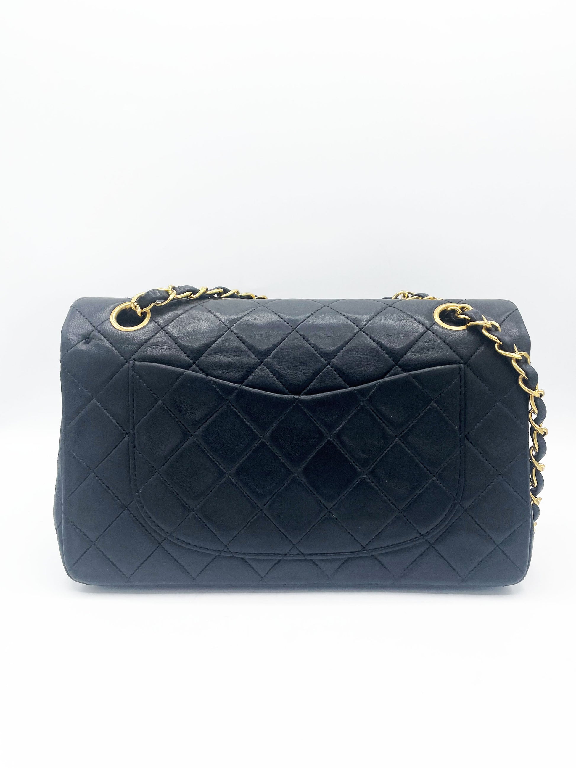 SAC TIMELESS SMALL AGNEAU NOIR FINITION OR 24 K - Soline