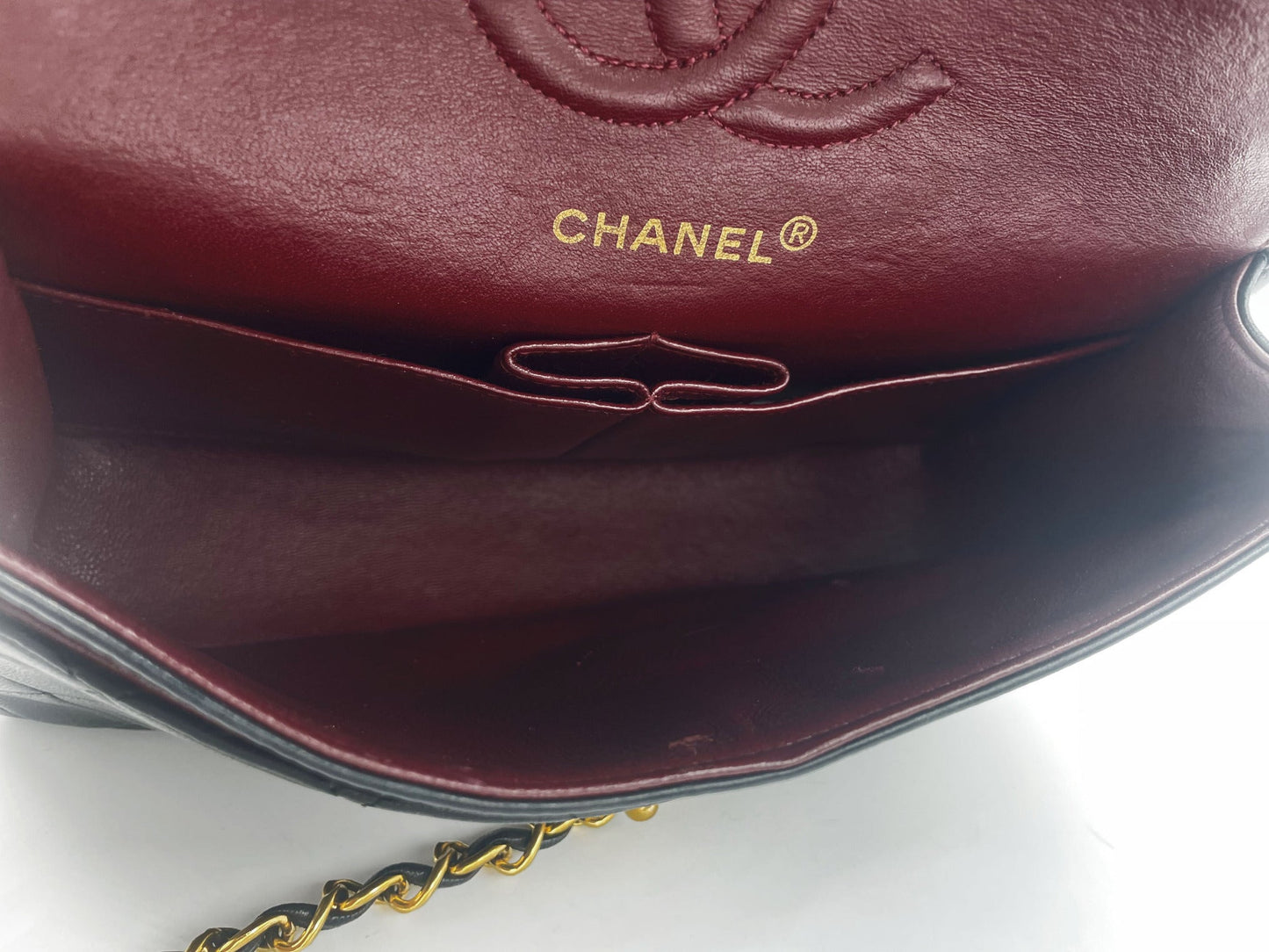 SAC TIMELESS SMALL AGNEAU NOIR FINITION OR 24 K - Soline