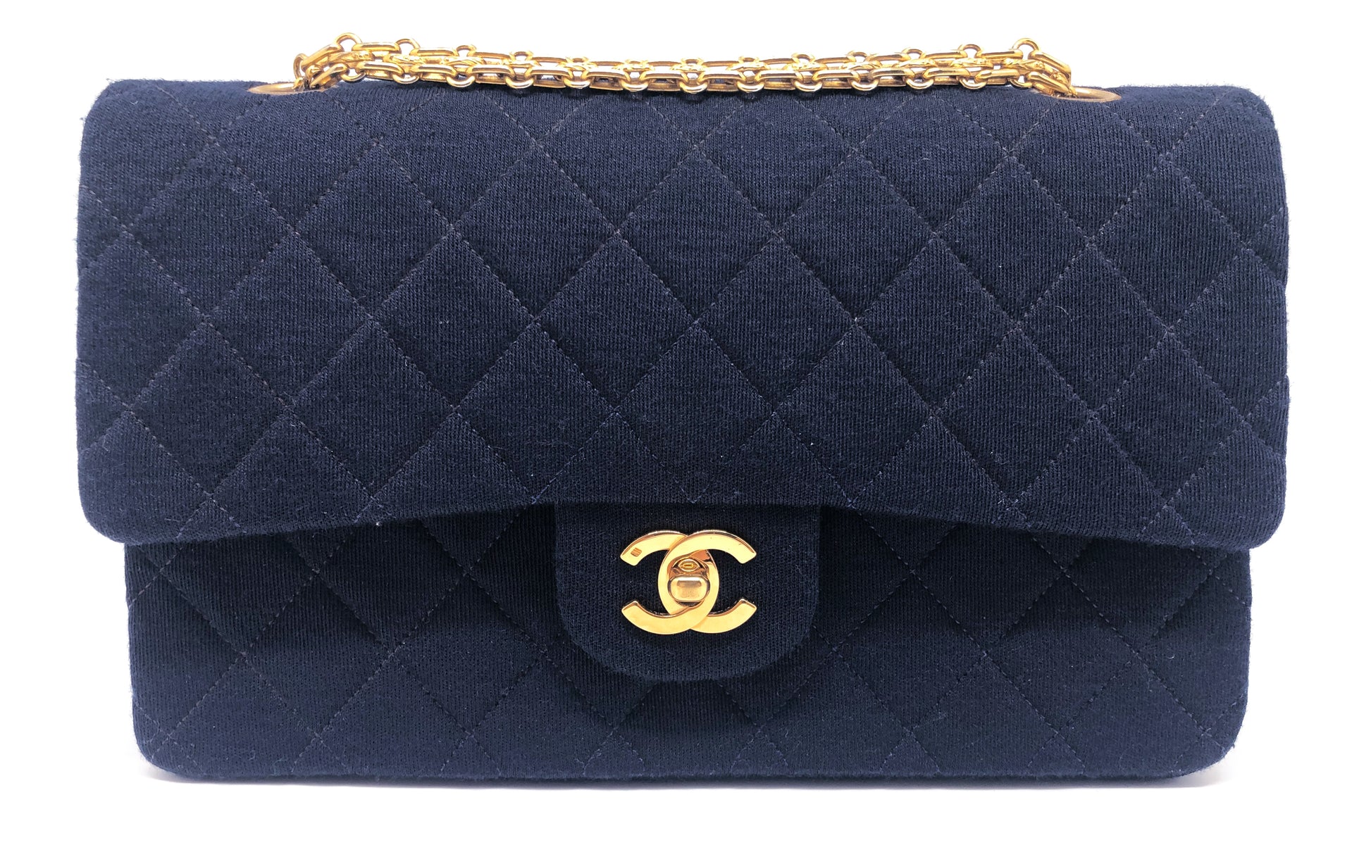 sac chanel jersey bleu vintage