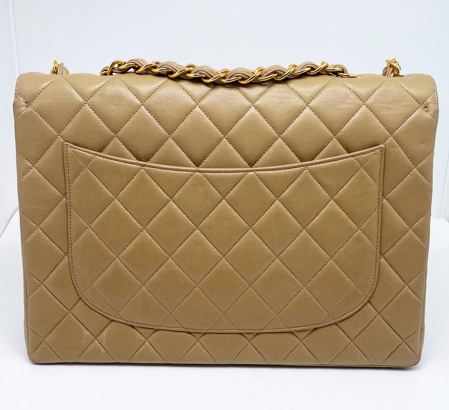 Sublime Sac à main Timeless / Classique Jumbo à rabat Beige single flap - Soline