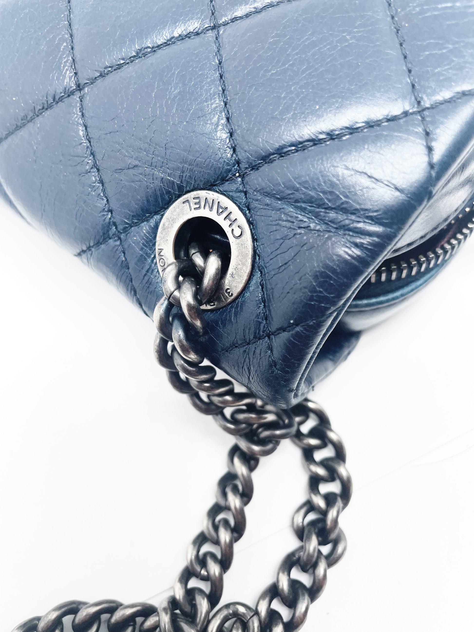 Super Sac Chanel Timeless en cuir d'agneau bleu - Soline