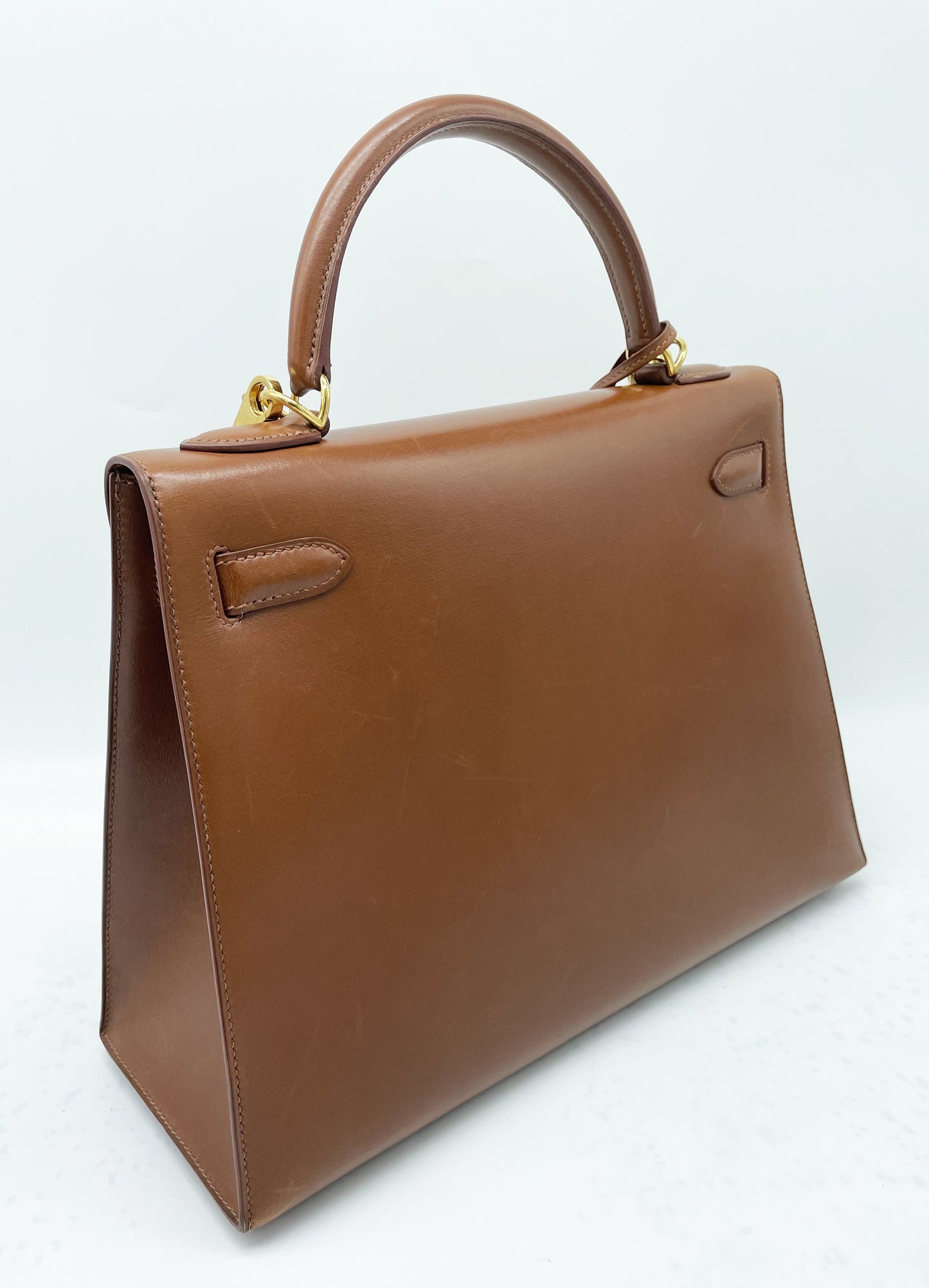 Hermes Kelly bag in hazelnut box leather 32cm