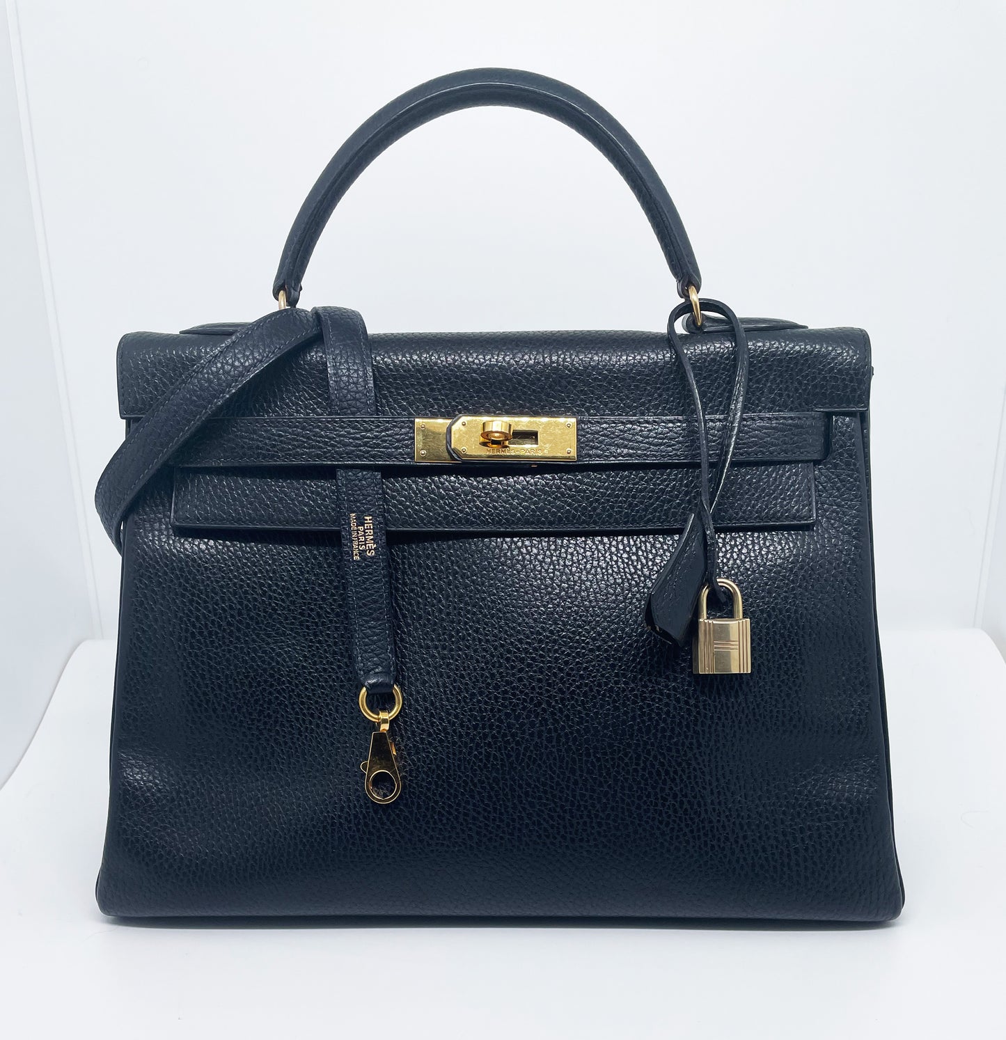 Hermès Ardennes Kelly Retourne 32 Black GHW Bag