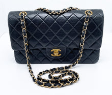 Load image into Gallery viewer, Timeless Chanel Classic handbag in black lambskin and gold metal

