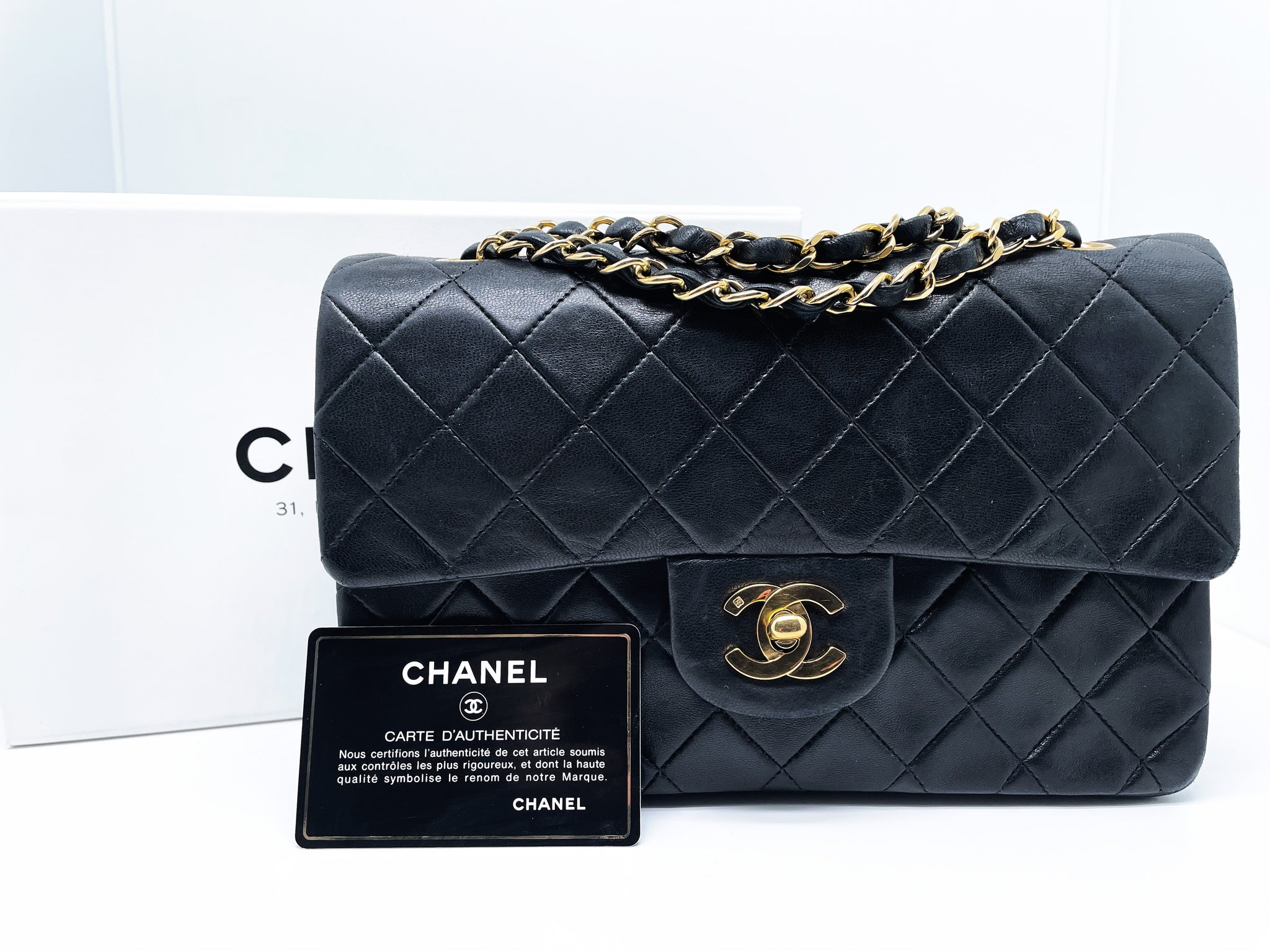 Chanel - Small Classic Flap Bag Lambskin Noir