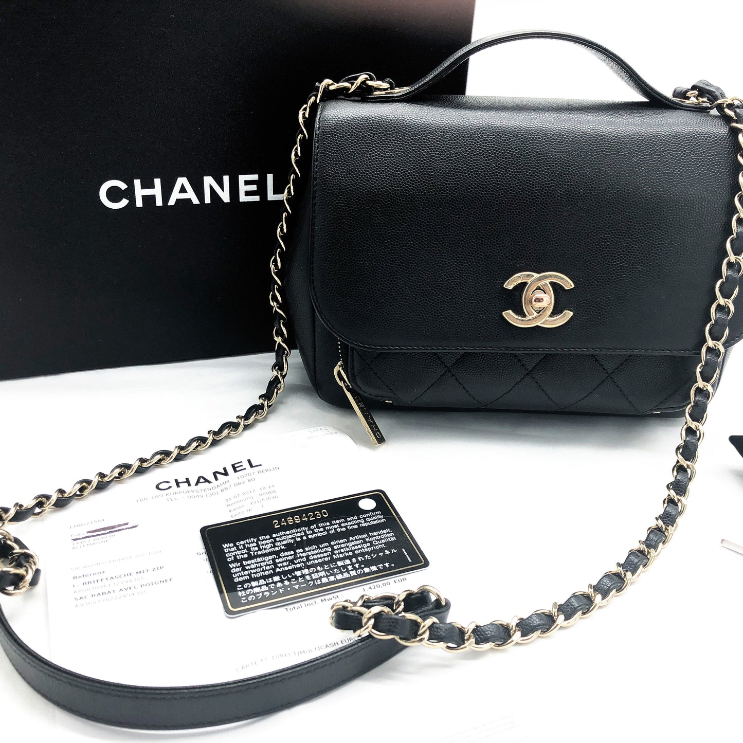 Chanel black Business Affinity bag full caviar leather - Soline