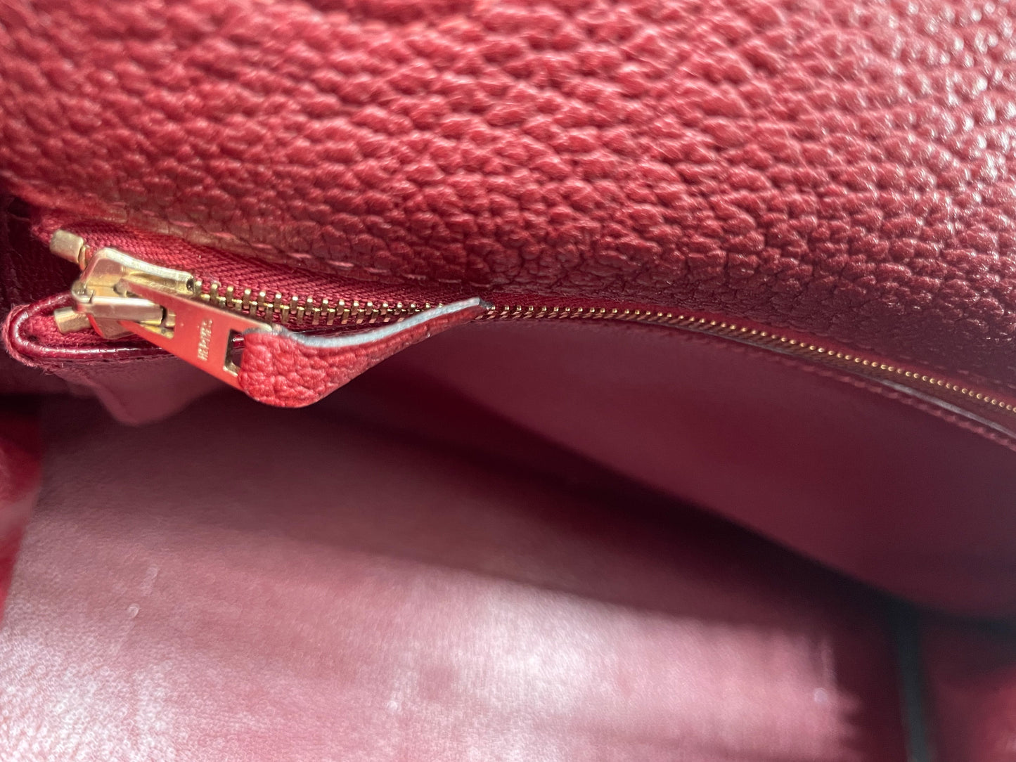 Sac à main Hermès Kelly retourné 28 en cuir Togo Bordeaux - Soline